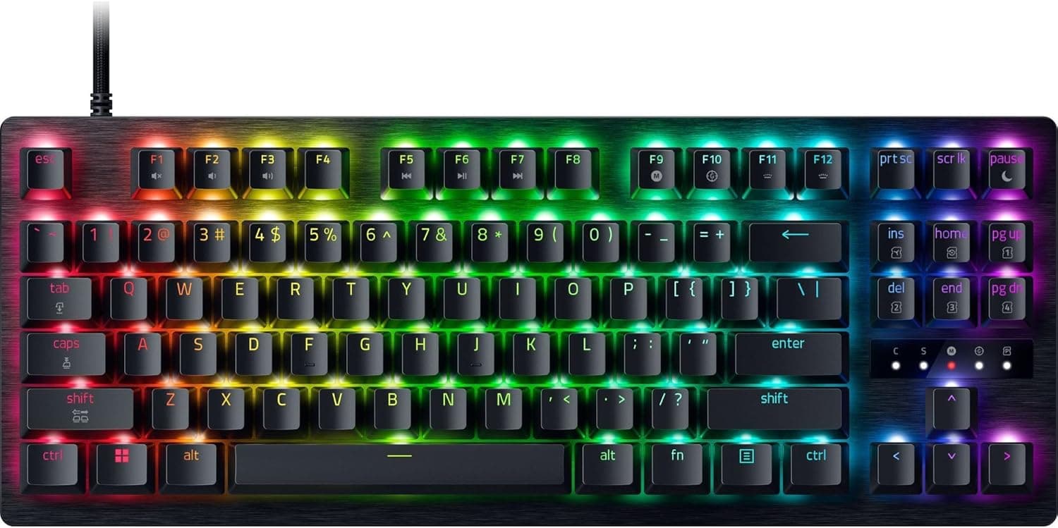 Razer Huntsman V3 TKL 8KHz esports ゲーミングキーボード — アナログオプティカルスイッチ Gen 2 ラピッドトリガー 調節可能な作動スナップタップ PBT キーキャップ True 8000hz ポーリングレートオンボードメモリ — ブラック