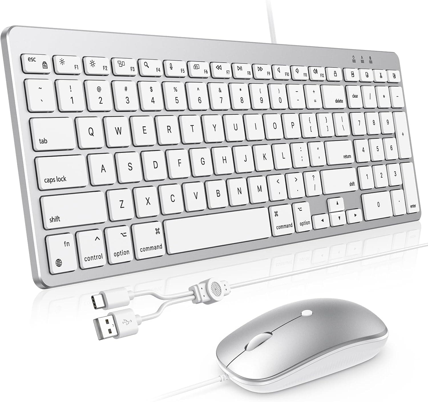 OMOTON キーボード&amp;マウス Mac用有線キーボードテンキーデュアルインターフェイス(Type-C &amp; USB) USB Aインターフェイス付きマウス MacBook Pro