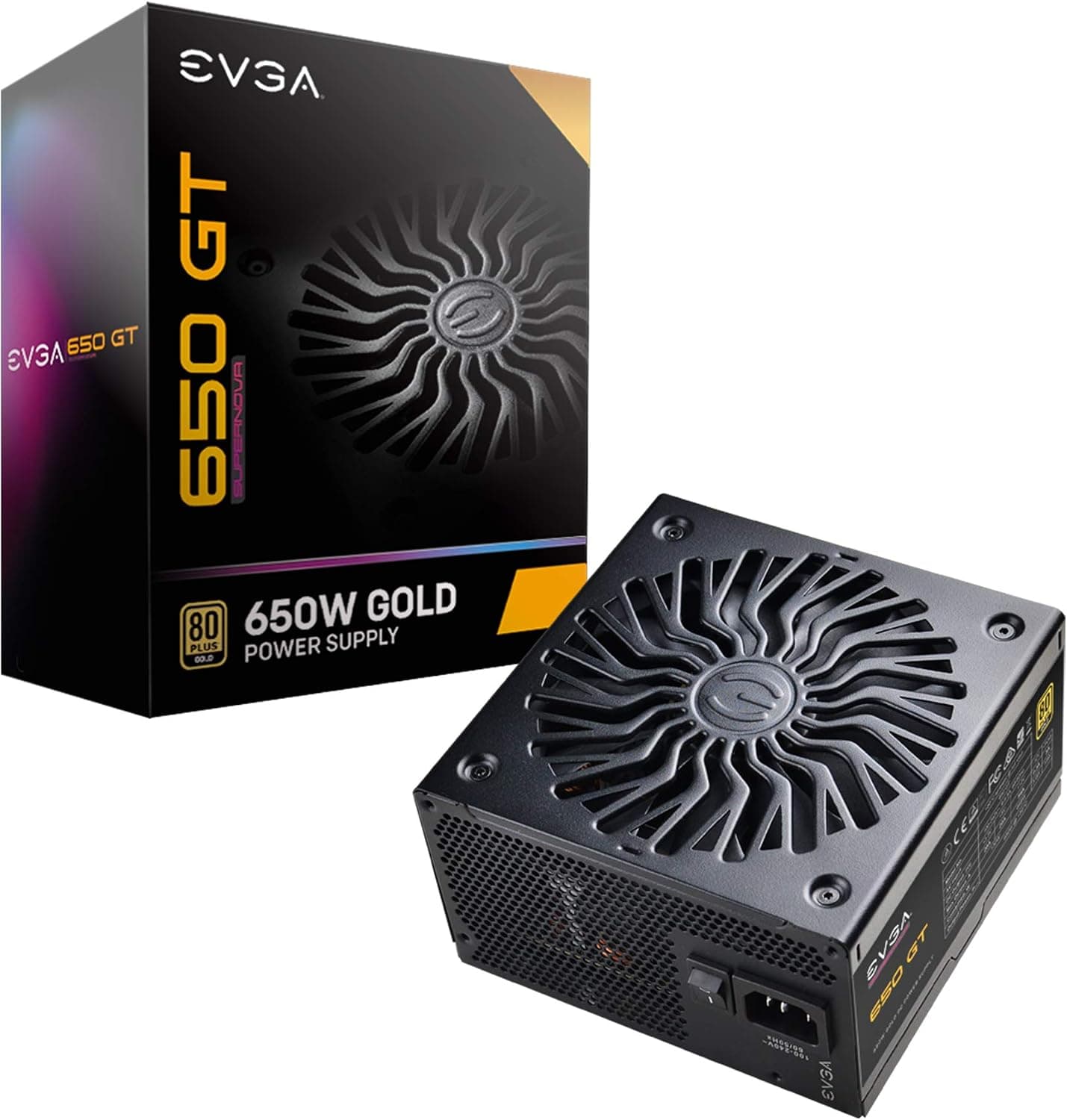 EVGA 650 GT 80 Plus Gold 650W フルモジュラー オートエコモード FDBファン付き 100%日本コンデンサ 7年保証 Power ON セルフテスター付きコンパクト150mmサイズ電源 220-GT-0650-Y1