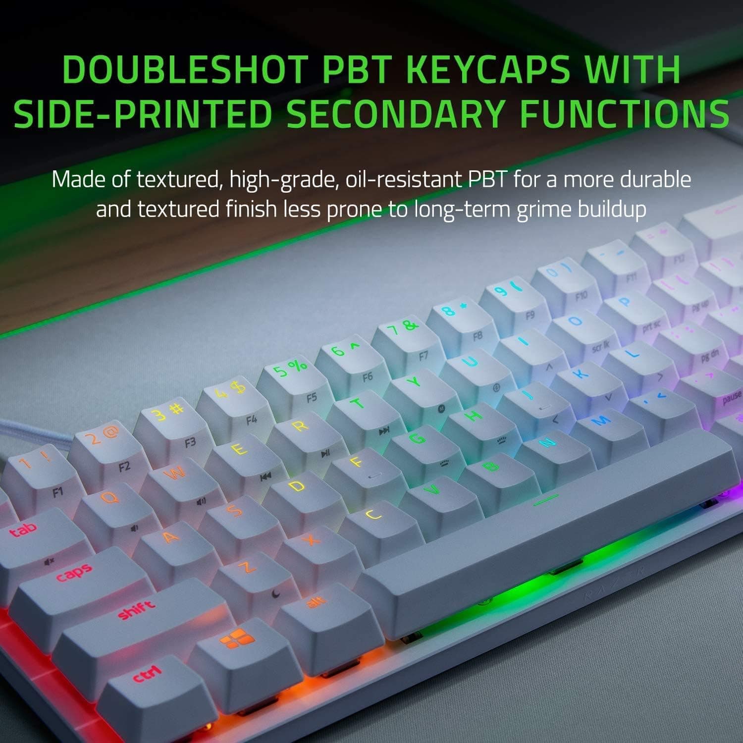 Razer Huntsman Mini 60％ゲーミングキーボード：史上最速のキーボードスイッチ-リニアオプティカルスイッチ-クロマRGB照明-PBTキーキャップ-オンボードメモリ-マーキュリーホワイト