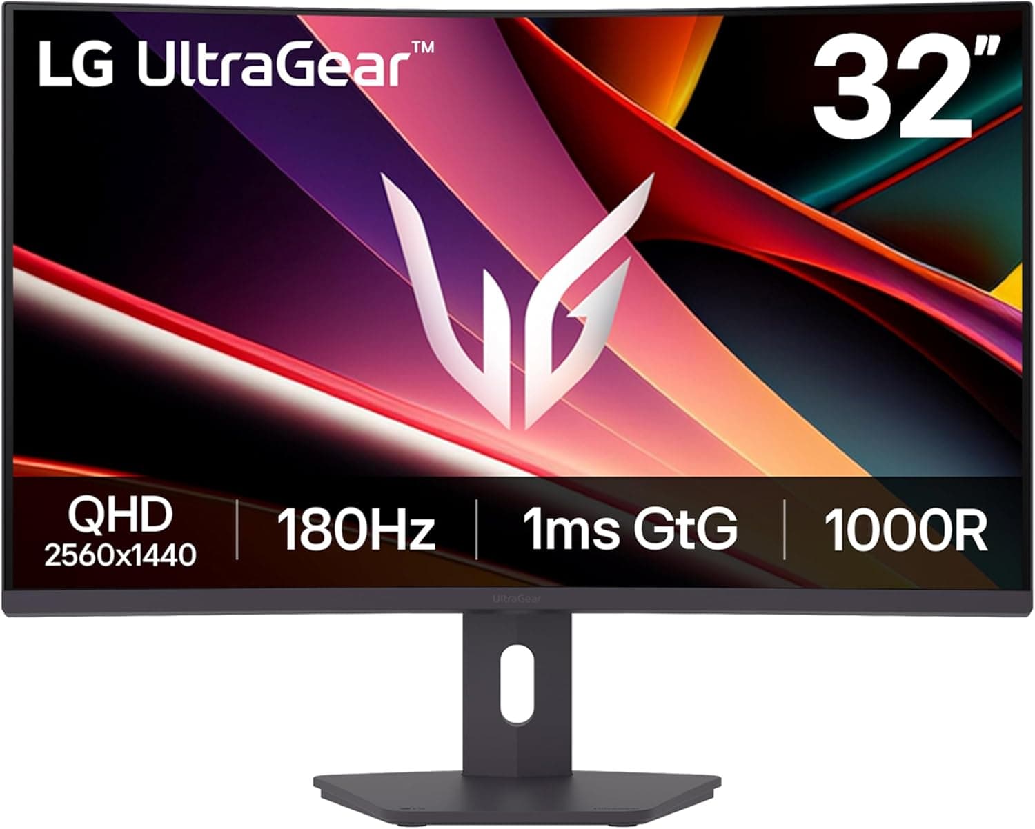 LG 32G600A-B 32インチ Ultragear QHD (2560 x 1440) 湾曲ゲーミングモニター 180Hz 1ms AMD FreeSync HDMI DisplayPort 傾き