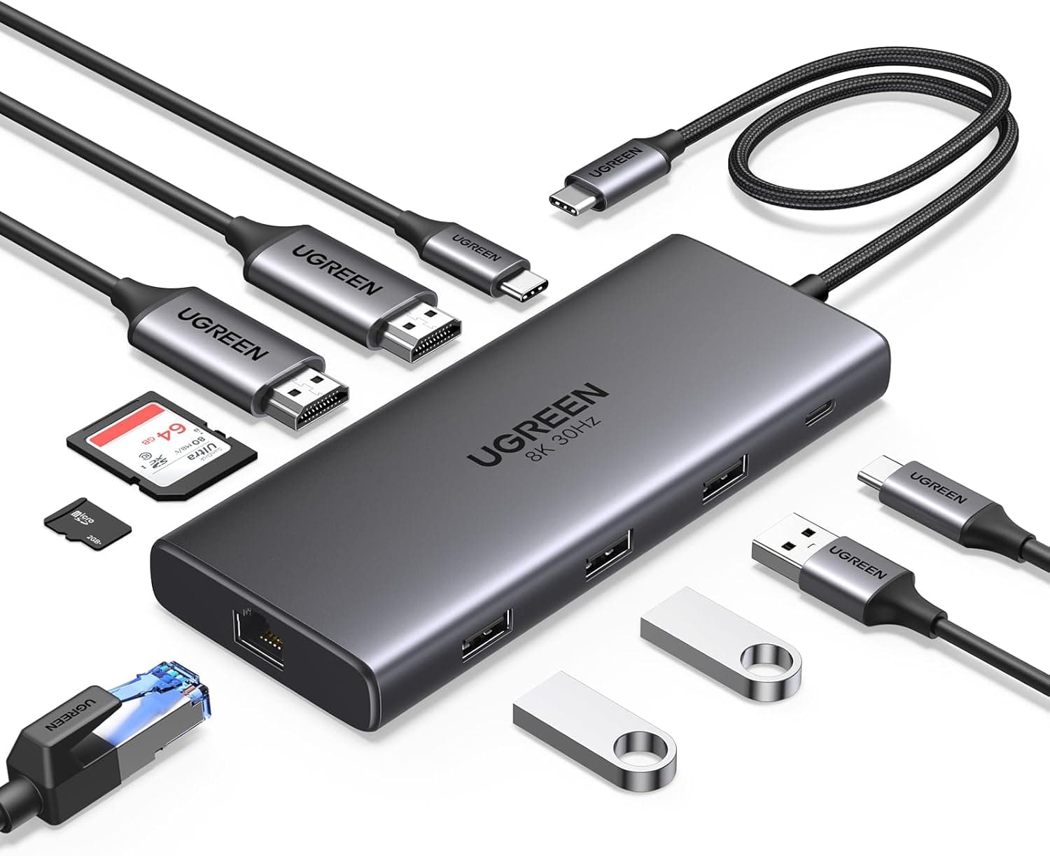 UGREEN Revodok Pro USB C Docking Station Dual HDMI 10 IN 1 Hub