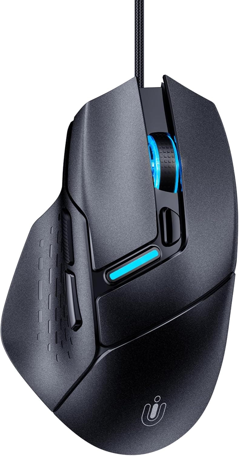 Uineer 人間工学有線ゲーミングマウス RGBプログラマブルマウス 6つのマクロボタン付き 7200DPI 調節可能サイレントクリック USB-A コンピューターマウス PCゲーマー Windows Mac ノートパソコン用
