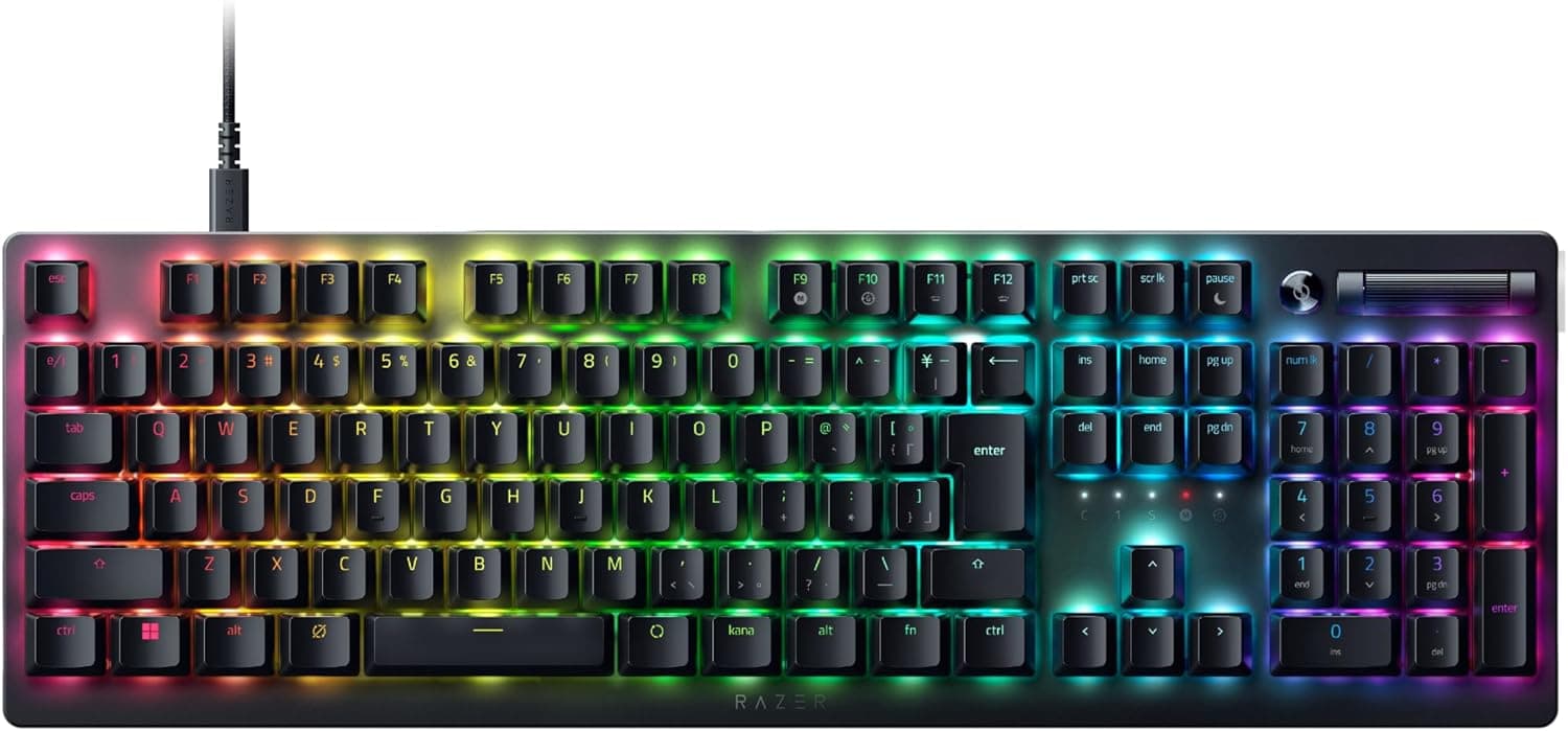 Razer レイザー DeathStalker V2 JP Clicky Optical Switch ゲームや仕事に最適な高速性と応答性が得られすっきりとした歯切れの良い打鍵感の有線ゲーミングキーボード薄型オプティカルスイッチクリッキー 取り外し可能な Type-C ケーブルマルチファンクションローラー Chr