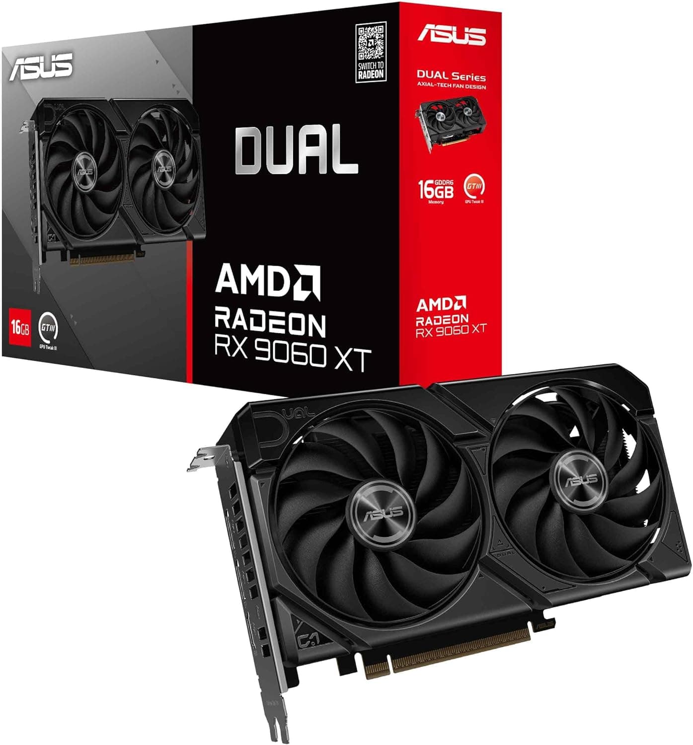 ASUS Dual Radeon RX 9060 XT 16GB GDDR6 グラフィックスカード（PCIe 5.0）