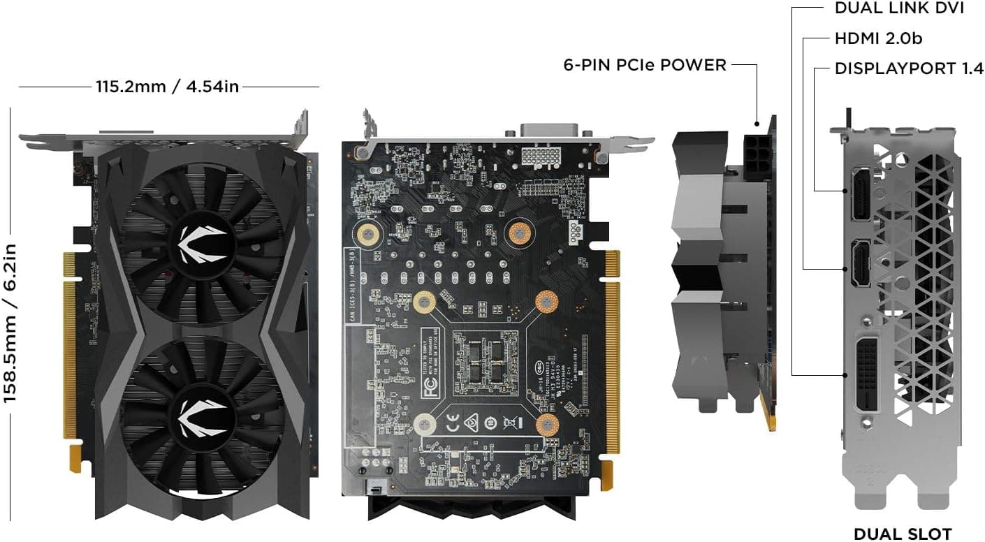 ZOTAC Gaming GeForce GTX 1650 スーパーツインファン 4GB GDDR6 128ビットゲームグラフィックカード超コンパクト Zt-T16510F-10L