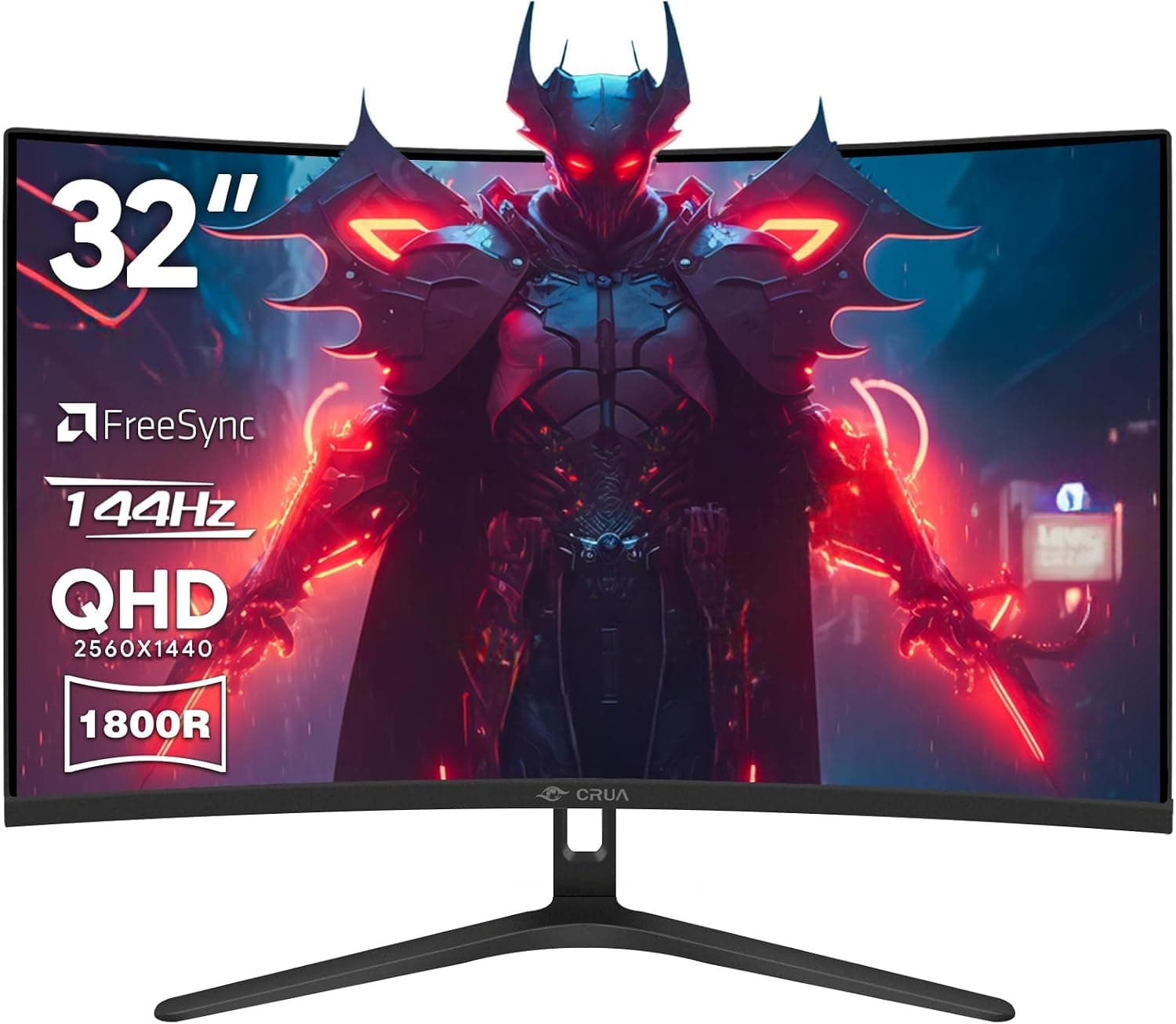 CRUA 32インチカーブゲーミングモニター 144Hz QHD (2560 x 1440P) VAスクリーン 1800Rモニター コンピューターモニター FreeSync対応 99%sRGB 低ブルーライトHDMI