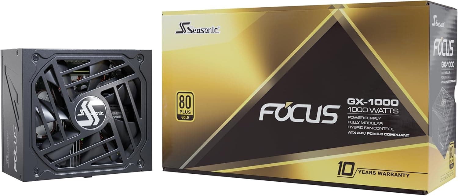Seasonic Focus V3 GX-1000-1000W - 80+ ゴールド - ATX 3.0 & PCIe 5.0 Ready - フルモジュラー - 低ノイズ - 10年保証 - Nvidia RTX 30