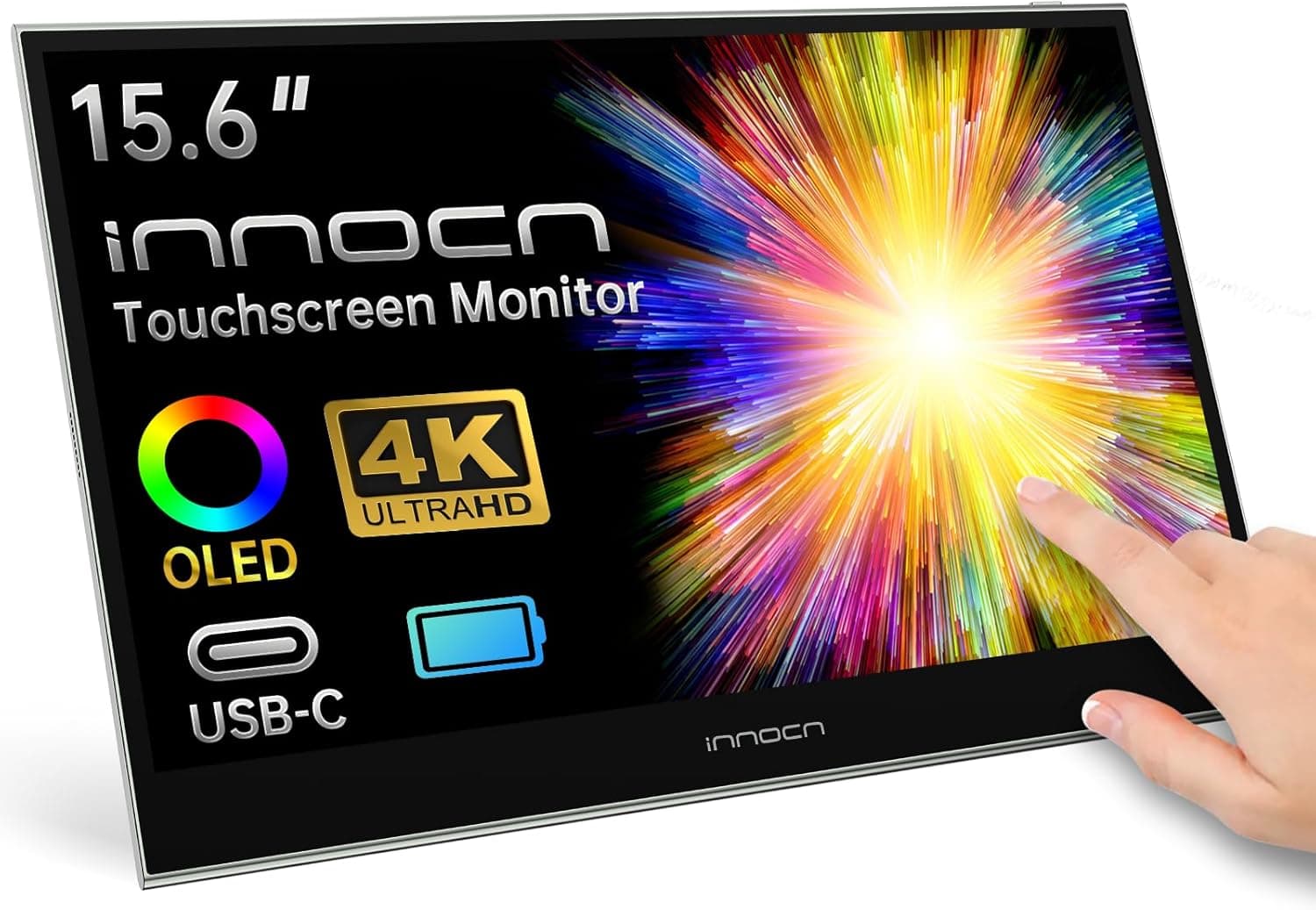 INNOCN 15.6インチポータブルモニター タッチスクリーン 4K OLED PU15-Pre USB Type C HDMI 外部モニター バッテリー付きノートパソコン PC Mac タブレット PS4 Xbox Switch用