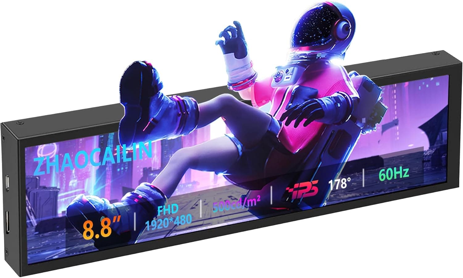 ZHAOCAILIN 8.8インチ FHD コンピューター セカンダリスクリーン IPS LCD ディスプレイ 1920 x 480 CPU 温度モニター ハウジング付きコンピューター ケース温度 Windows用