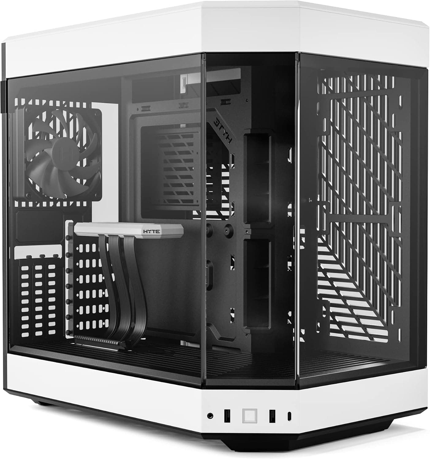HYTE Y60 モダン美観デュアルチャンバー パノラマ強化ガラスミッドタワー ATXコンピューターゲームケース PCIE 4.0ライザーケーブル付属ホワイト (CS-HYTE-Y60-BW)