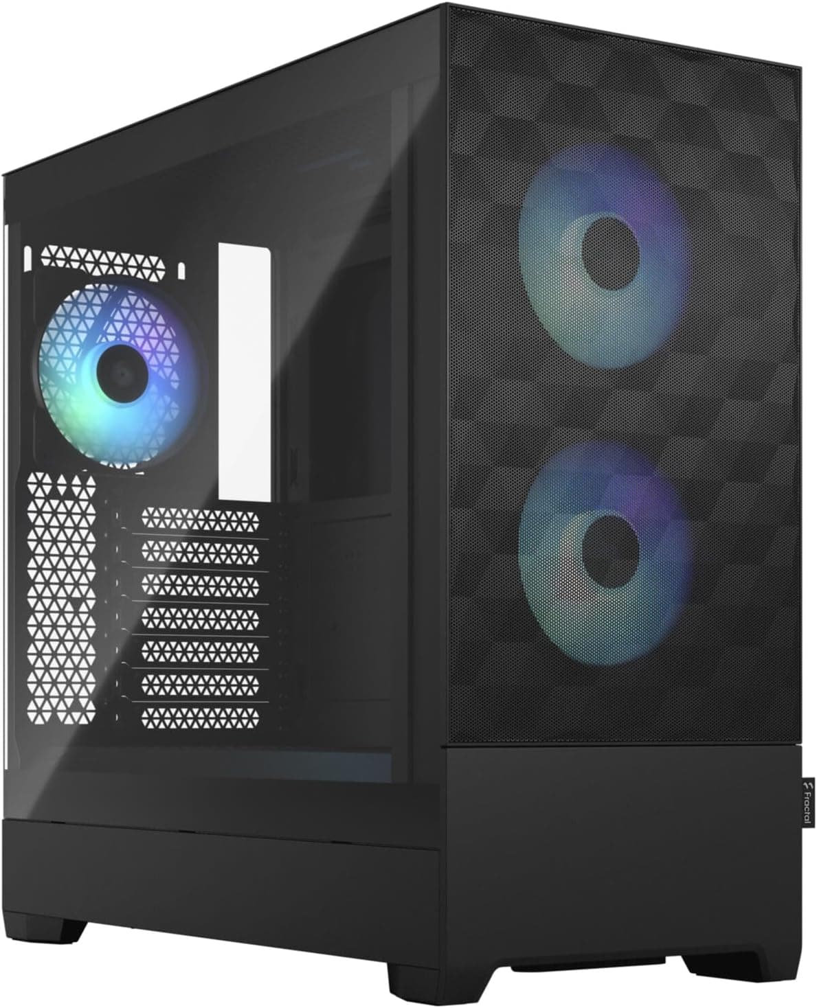 Fractal Design Pop Air RGB ブラック - 強化ガラスクリアティント - ハニカムメッシュフロント - TGサイドパネル - 120 mm アスペクト 12 RGBファン3個付属 - ATX 高エアフロー ミッドタワー PCゲームケース。