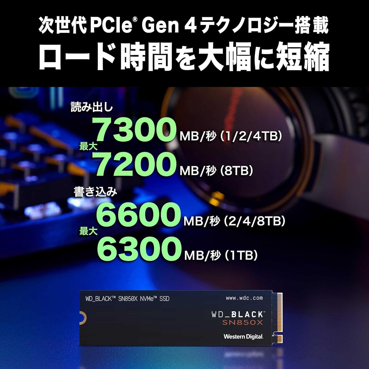 Western Digital ウエスタンデジタル WD BLACK M.2 SSD 内蔵 8TB NVMe PCIe Gen4 x4 (読取り最大 7200MB