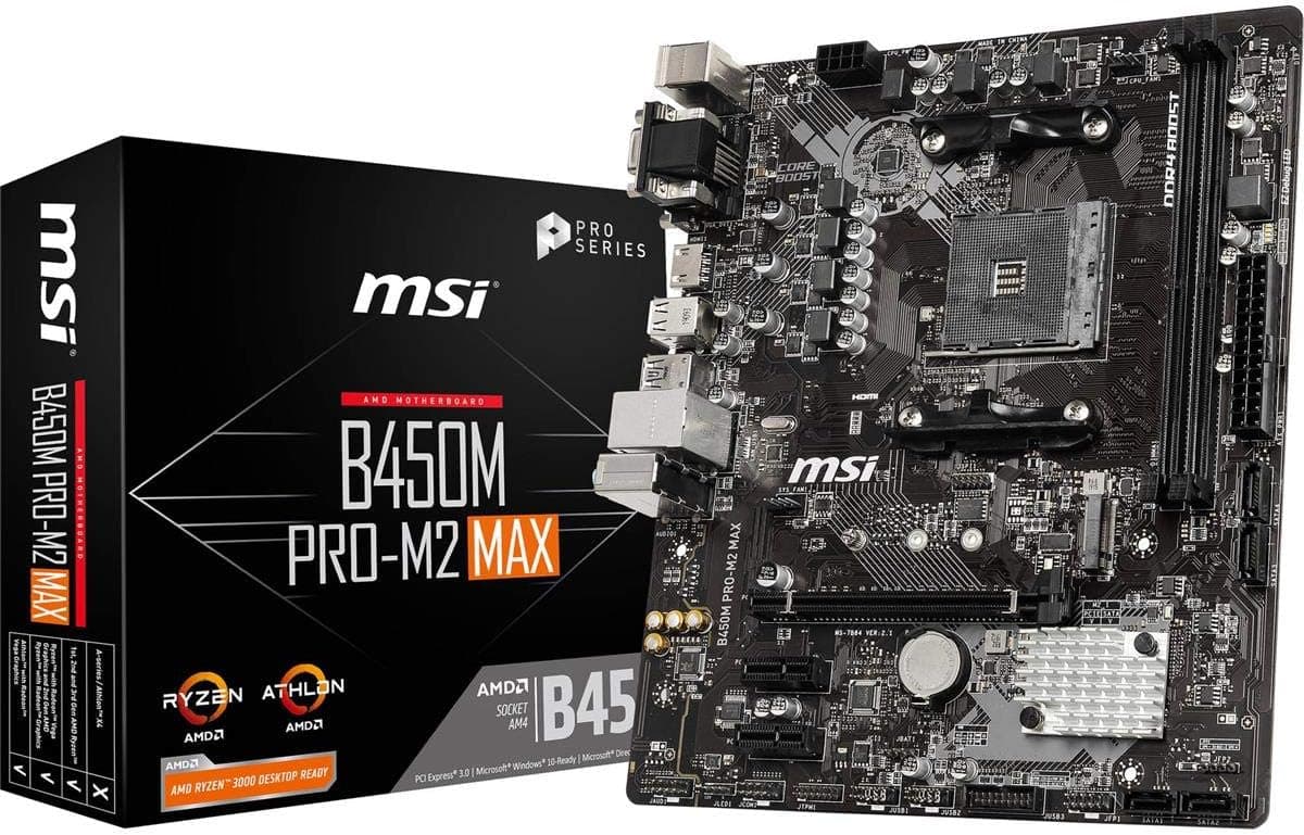 MSI ProSeries AMD Ryzen 第1世代および第2世代 AM4 M.2 USB 3 DDR4 D-Sub DVI HDMI Micro-ATX マザーボード (B450M PRO-M2 Max) (B450MPM2MAX)