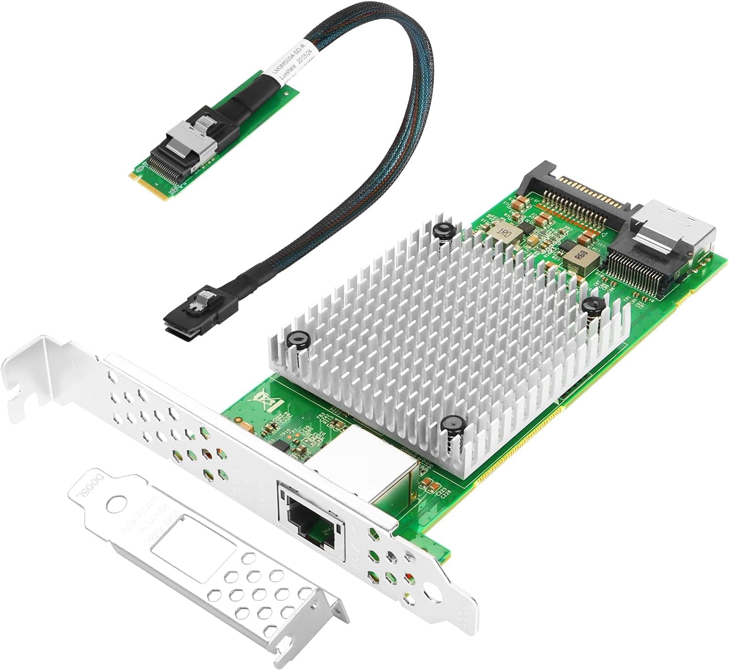 Euqvos 10ギガビット M.2 M キー イーサネットネットワークカード Intel 82599コントローラー シングルポート RJ45 SFF 8087 0.4m(1.3フィート)ケーブル付き 10ギガビットイーサネット拡張カード Windows