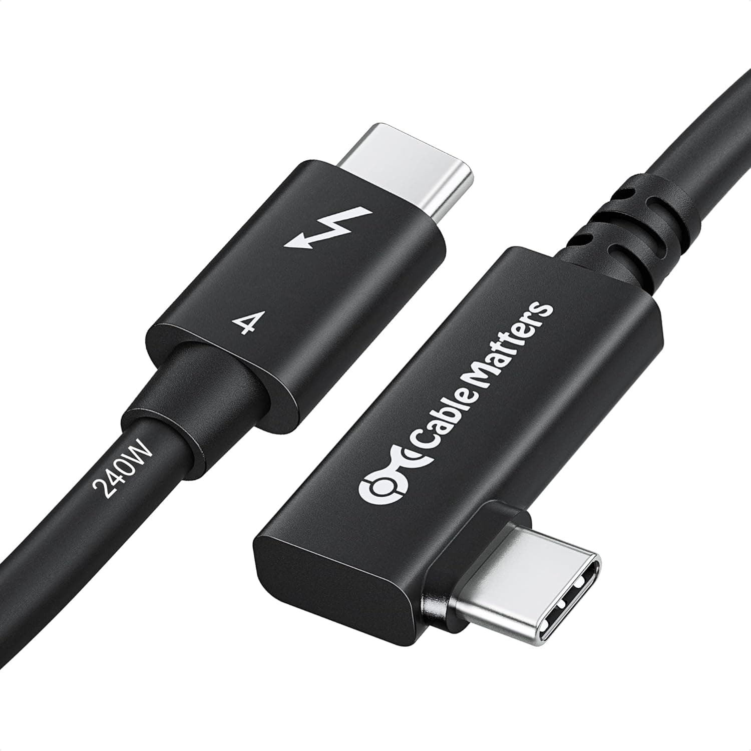 Cable Matters 40Gbps ライトアングル Thunderbolt 4ケーブル 2フィート 8Kビデオ 240W充電 - 0.8m Thunderbolt 4ケーブル 90度 USB 4