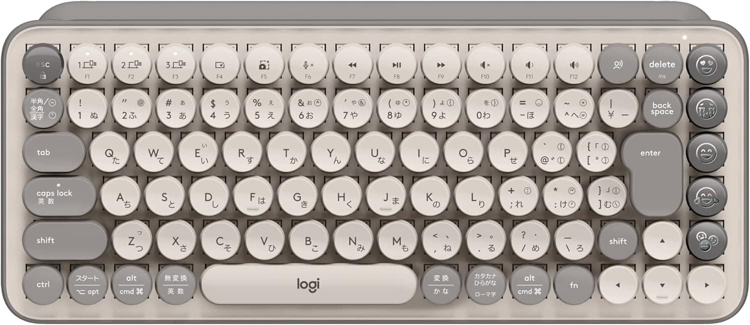 Logicool POP KEYS K730GY メカニカルワイヤレスキーボードグレージュ日本語配列メカニカルキーボードワイヤレスキーボード Bluetooth Logi Bolt Unifying非対応 windows mac chrome iPad ios Android 無線 K730 国内正規品