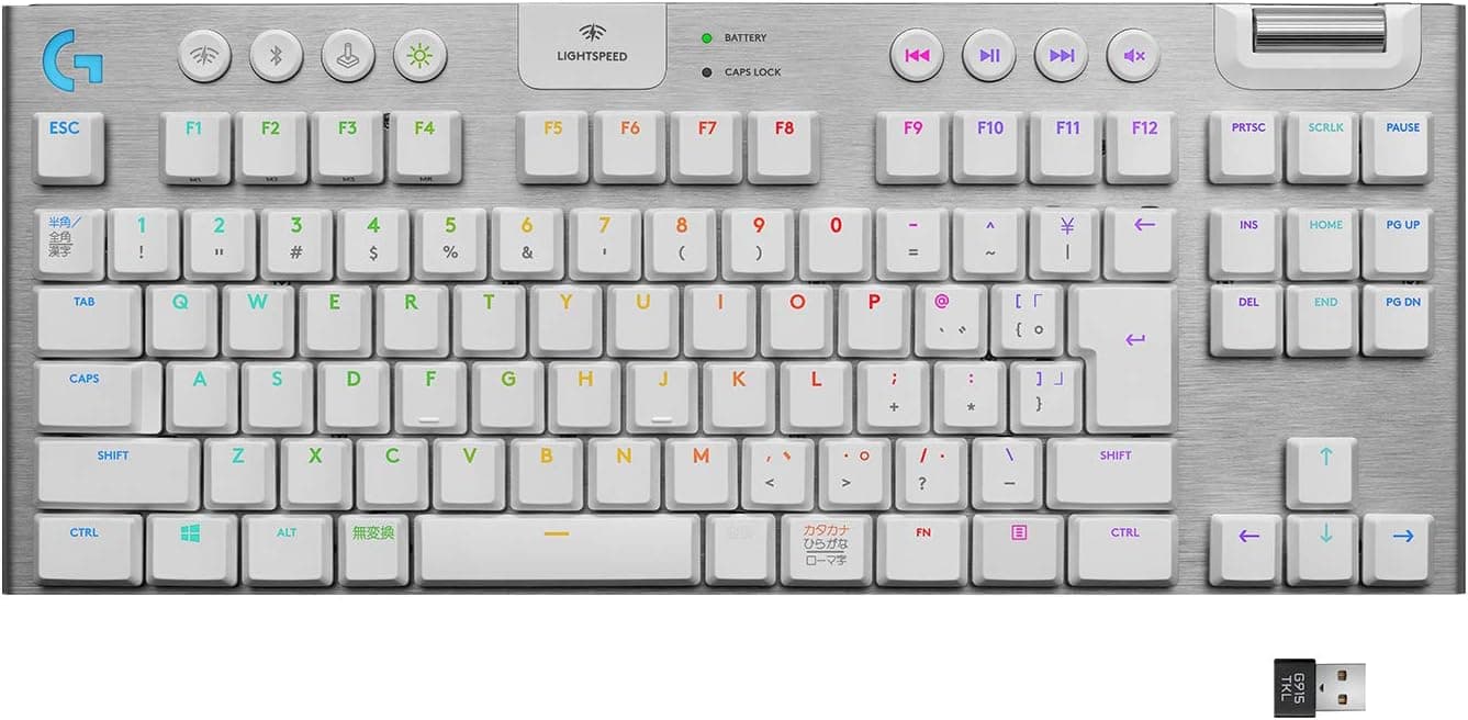 Logicool G PRO ゲーミングキーボード G913-TKL-TCWH テンキーレスタクタイル茶軸 TKL 薄型 22mm 確かな打鍵感 GLスイッチ無線ゲーミングキーボードメカニカルキーボード日本語配列 LIGHTSYNC RGB 充電 G913 G913-TKL ホワイト国内正規品