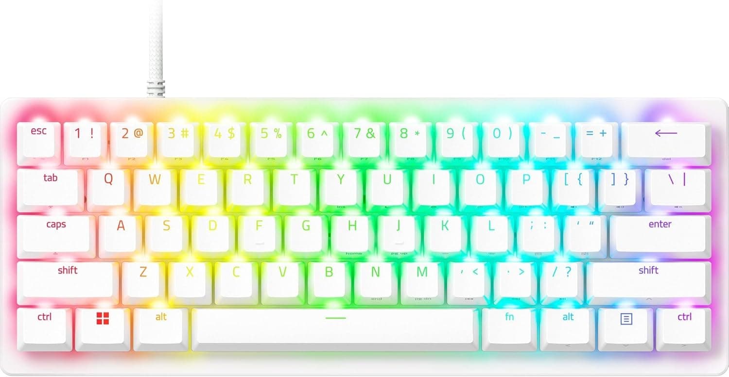 ラピッドトリガー 搭載 Razer レイザー Huntsman V3 Pro Mini JP (White Edition) ラピッドトリガーと調整可能なアクチュエーション搭載のアナログゲーミングキーボードアナログオプティカルスイッチ調整可能なアクチュエーション押下圧 40G 日本語配列ハンツマンブイスリー