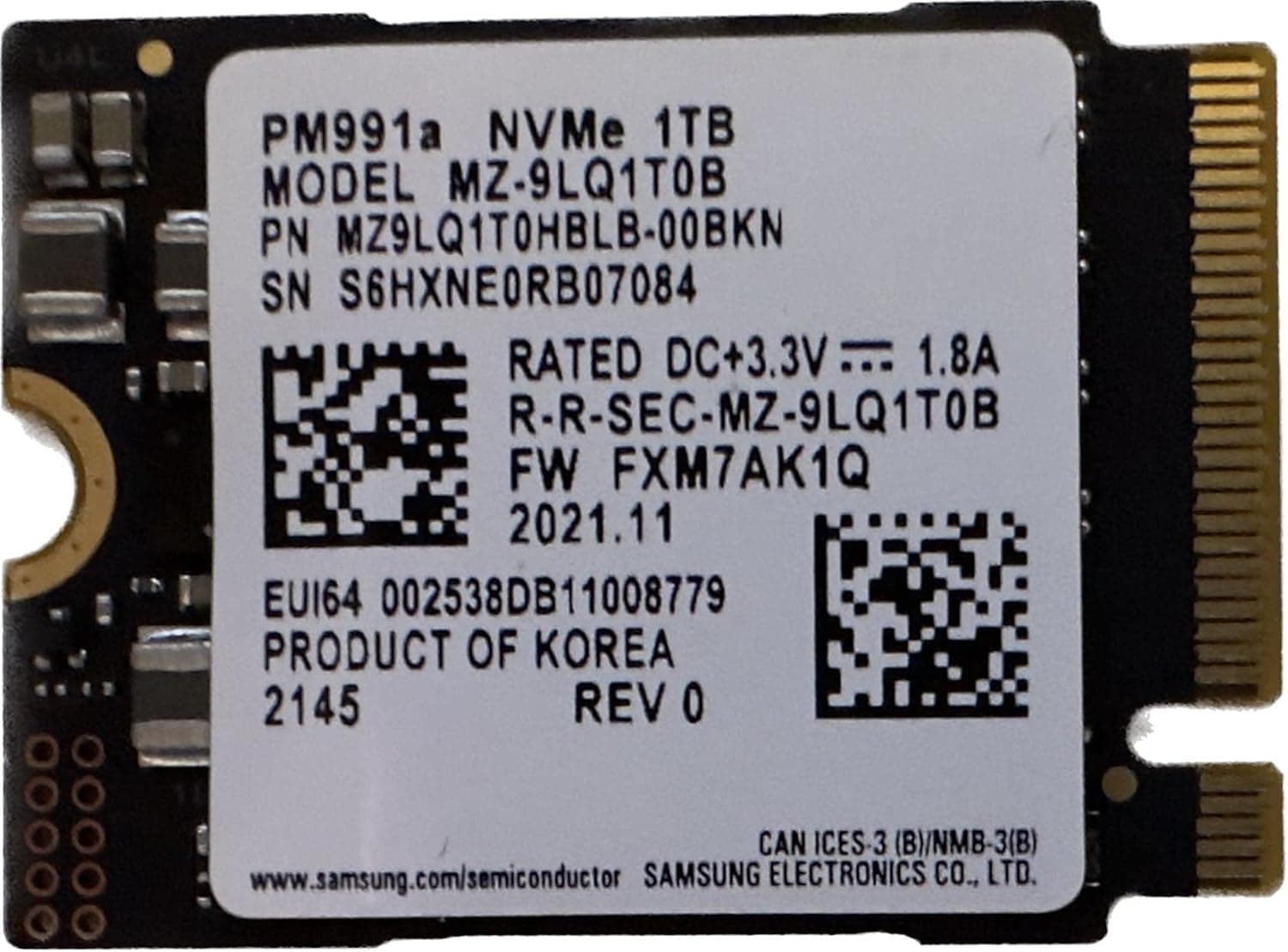 SAMSUNG 1TB M.2 2230 30mm PM991a NVMe PCIe Gen3 x4 TLC SSD (MZ9LQ1T0HBLB) Xbox Surface Pro Steam Deck Dell HP Lenovo ノートパソコンウルトラブックタブレット用 - 内蔵ソリッドステートドライブ (OE