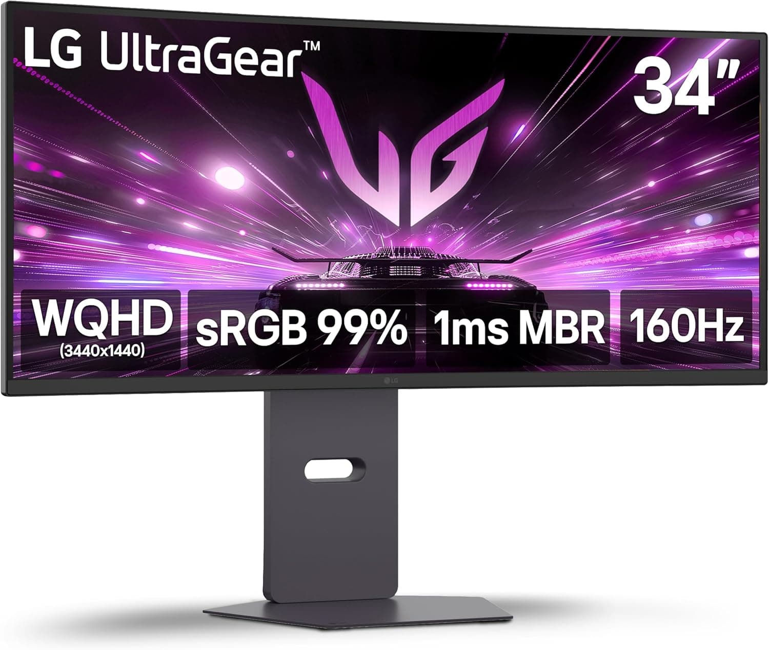 LG 34G600A-B 34インチ Ultragear WQHD (3440 x 1440) 湾曲ゲーミングモニター 160Hz AMD FreeSync Premium HDR10 スピーカー内蔵リーダーモード HDMI 2.1 DisplayPort