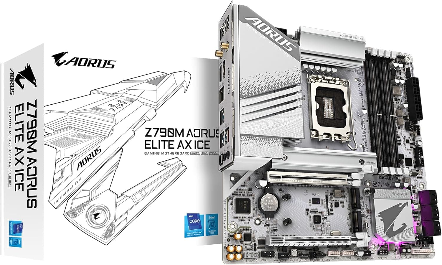 GIGABYTE Z790M AORUS Elite AX ICE LGA 1700 Intel Z790 M-ATX マザーボード DDR5