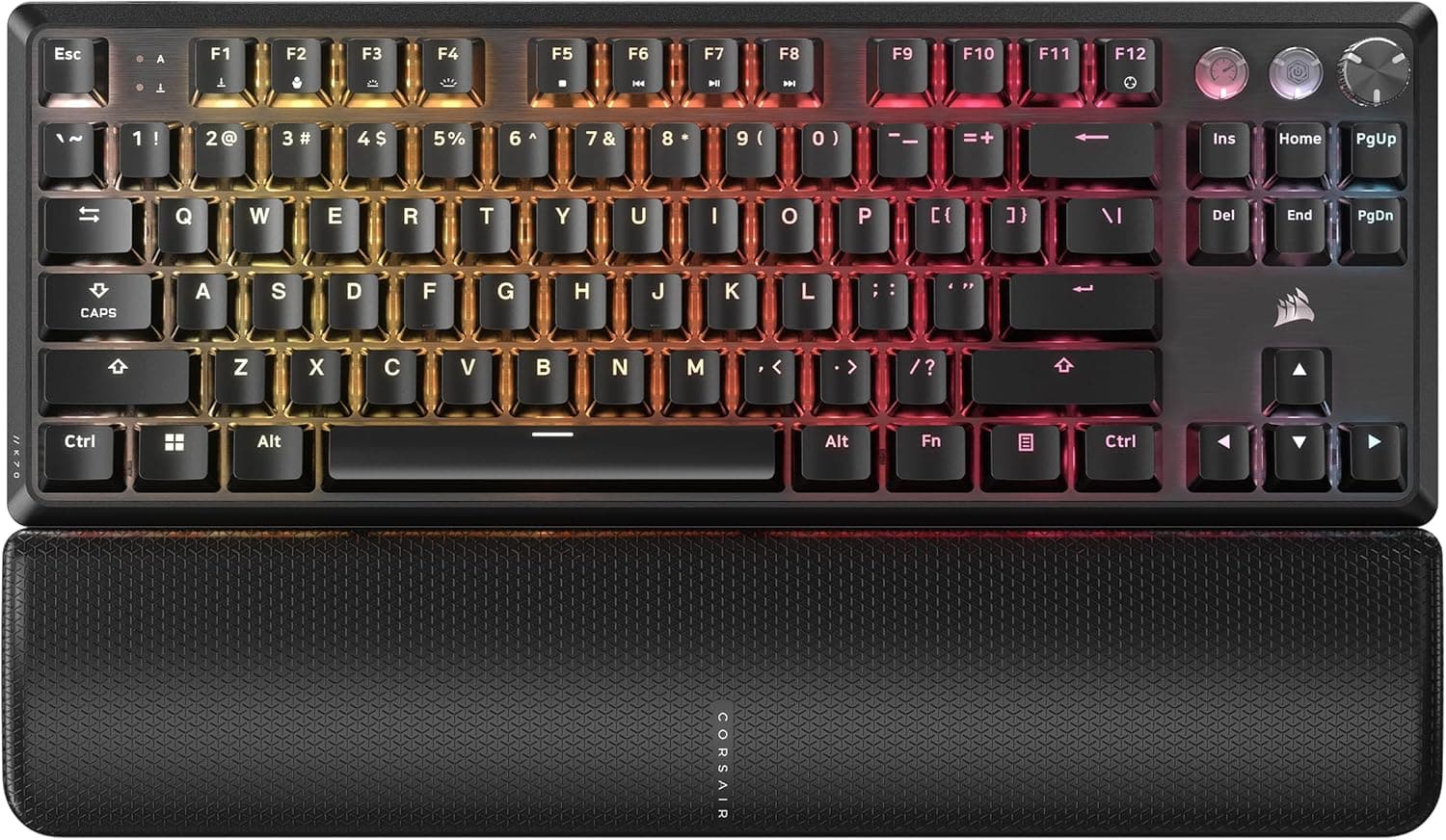 Corsair (コルセア) K70 PRO TKL RGB テンキーレス メカニカル 有線ゲーミングキーボード – ルービング済みホールエフェクト MGX ハイパードライブ調整可能スイッチ 同時SOCDとラピッドトリガー ABSダブルショット QWERTY NA – ブラック