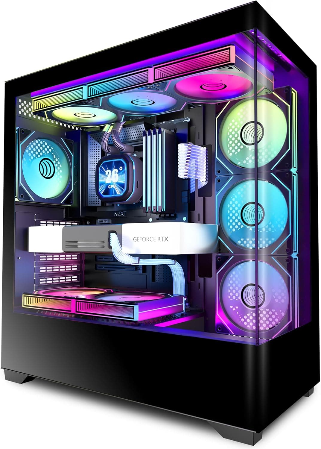 KEDIERS P4 — プリインストール7ファン搭載ATXミッドタワーゲーミングケース
