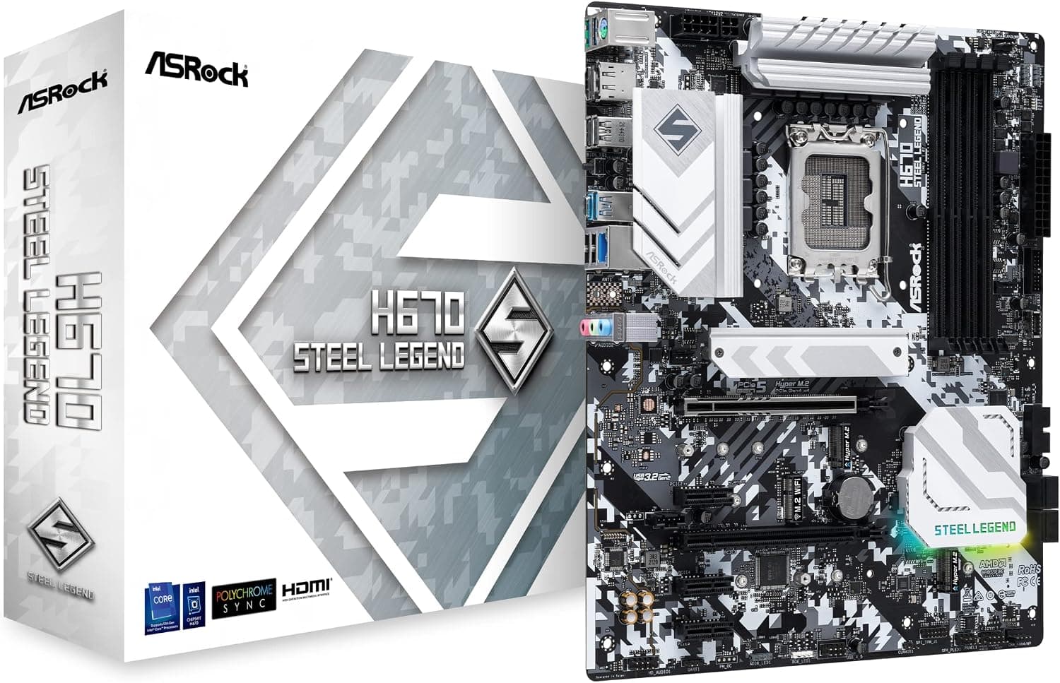 ASRock マザーボード H670 Steel Legend Intel H670 シリーズ CPU (LGA1700) 対応 H670 ATXマザーボード 【国内正規代理店品】 黒