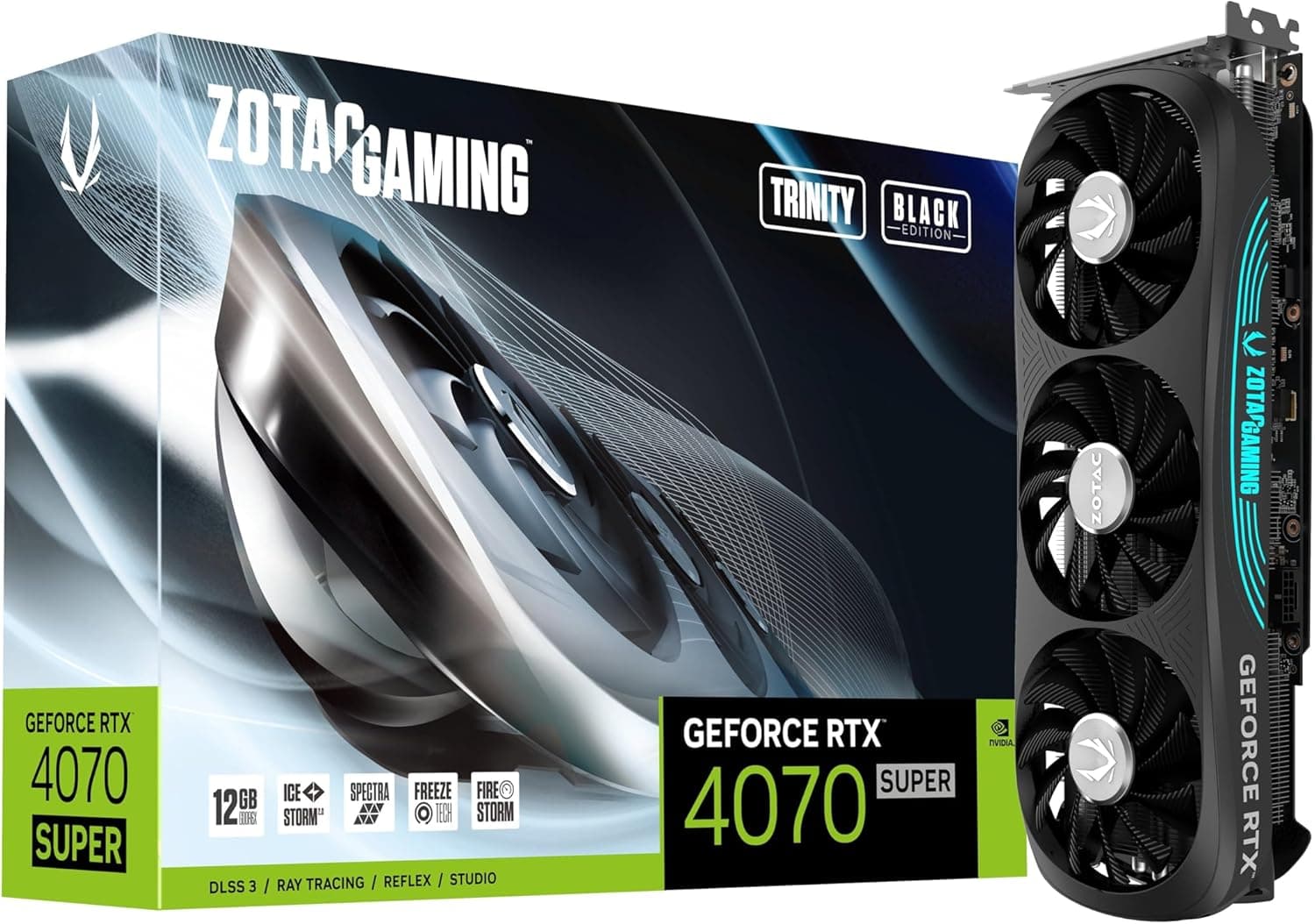 ZOTAC Gaming GeForce RTX 4070 スーパートリニティブラックエディオン DLSS 3 12GB GDDR6X 192-bit 21Gbps PCIE 4.0 ゲーミンググラフィックスカード