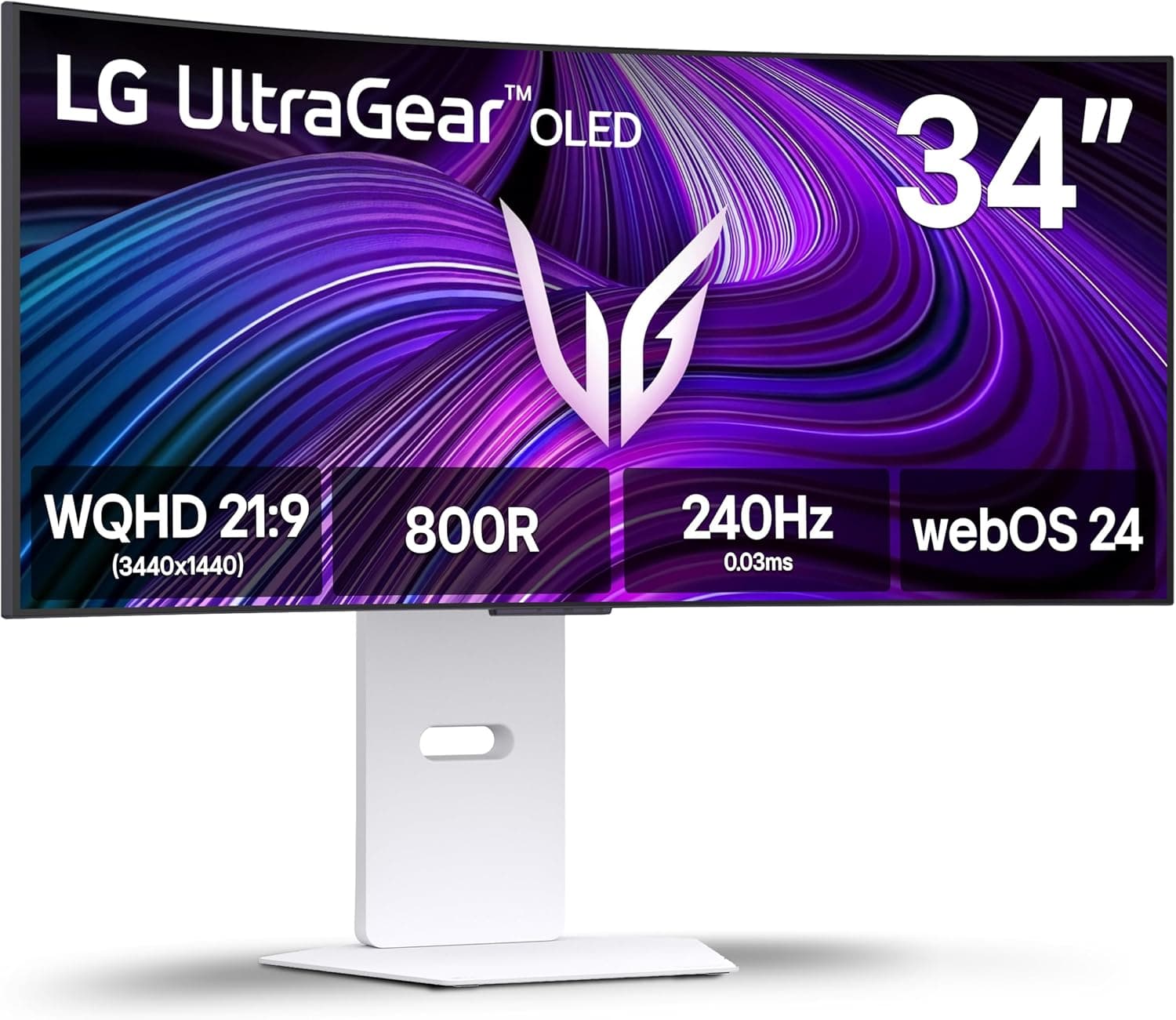 LG 34GX90SA-W 34インチ Ultragear WQHD(3440×1440) OLED カーブゲーミングモニター 240Hz 1ms NVIDIA G-Sync対応 AMD FreeSync Premium VESA DisplayHDR True Black 400 webOS USB Type-C ホ