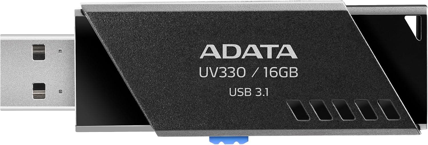 ADATA UV330 USB 3.1 キャップレス格納式フラッシュドライブ 16GB - ブラック (AUV330-16G-RBK)
