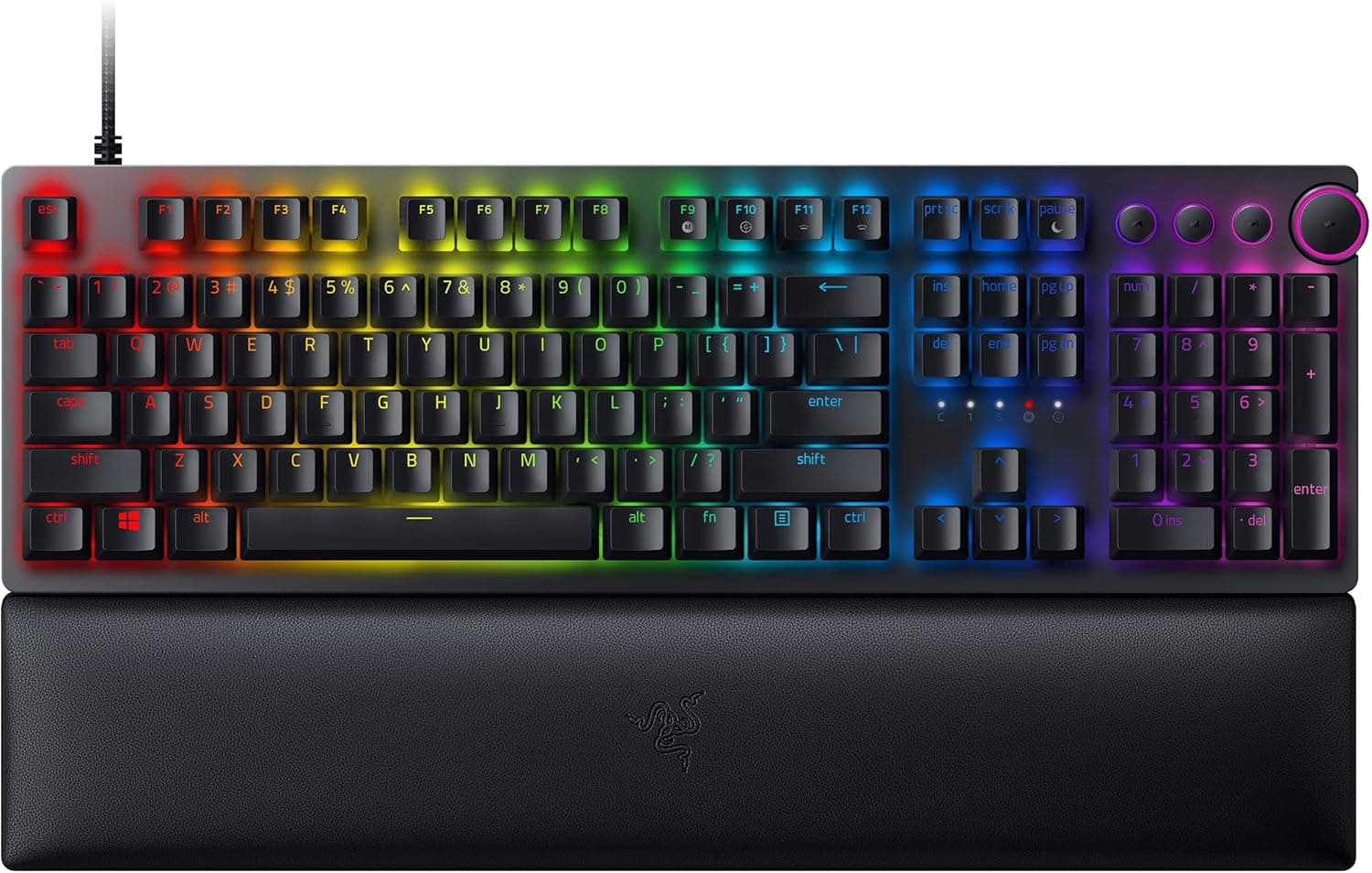 Razer Huntsman V2 Linear Optical Switch ゲーミングキーボード英語 US配列オプティカルスイッチリニア触感静音ダブルショット PBT キーキャップリストレストデジタルダイヤル & 4メディアキー Chroma RGB 【日本正規代理店保証品】 RZ03-0393010
