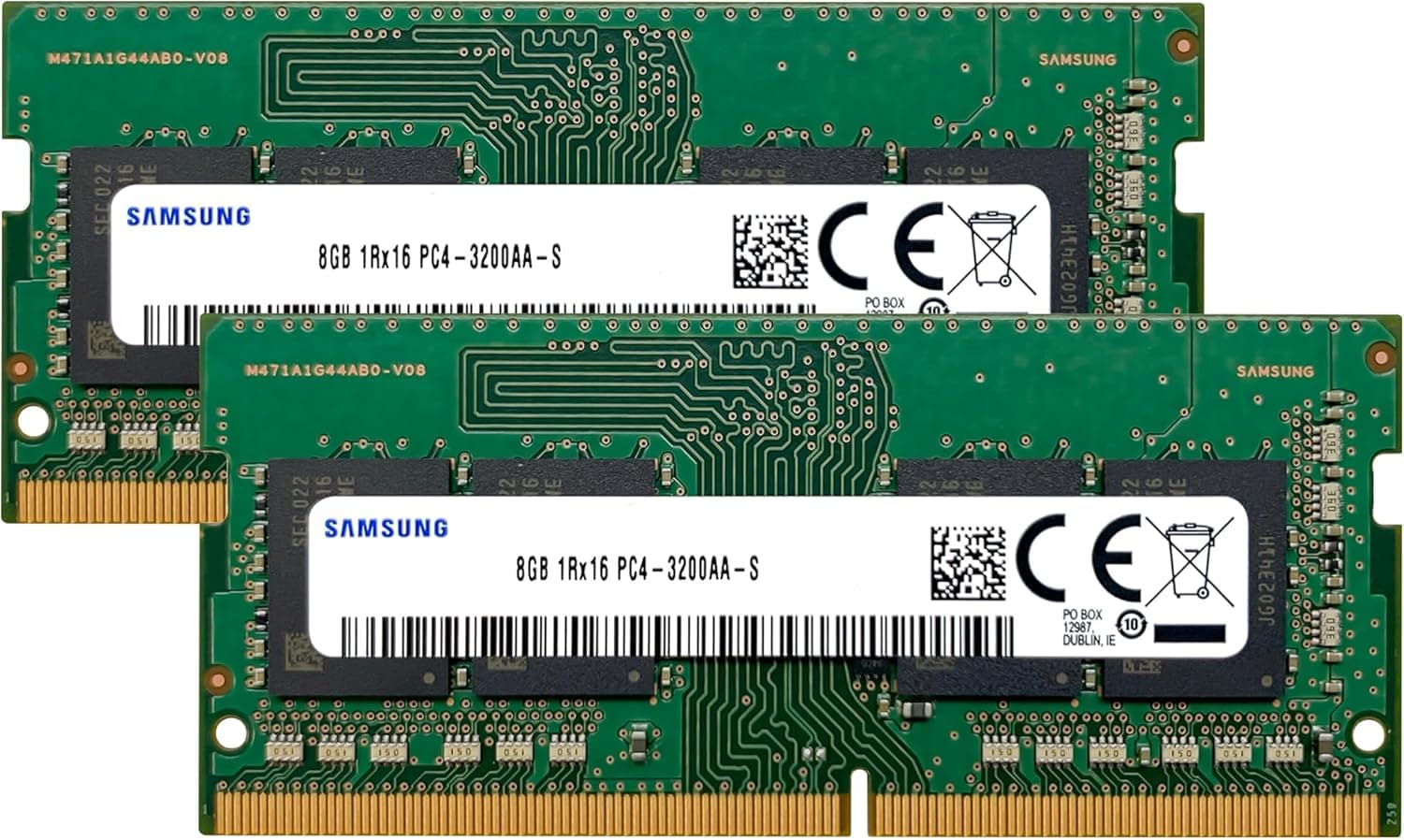 Samsung 16GB (2x8GB) DDR4 3200MHz PC4-25600 (PC4-3200AA) CL22 SODIMM 1Rx16 シングルランク 1.2V 260ピン ノートパソコン