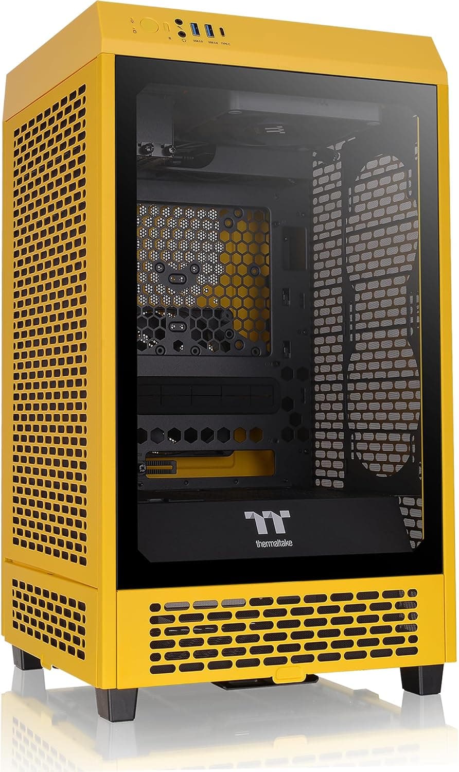 Thermaltake Tower 200 Mini-ITX コンピューターケース 2x140mm プリインストール済みCT140ファン GPU長さ最大380mmに対応 CA-1X9-00S4WN-00 バンブルビー
