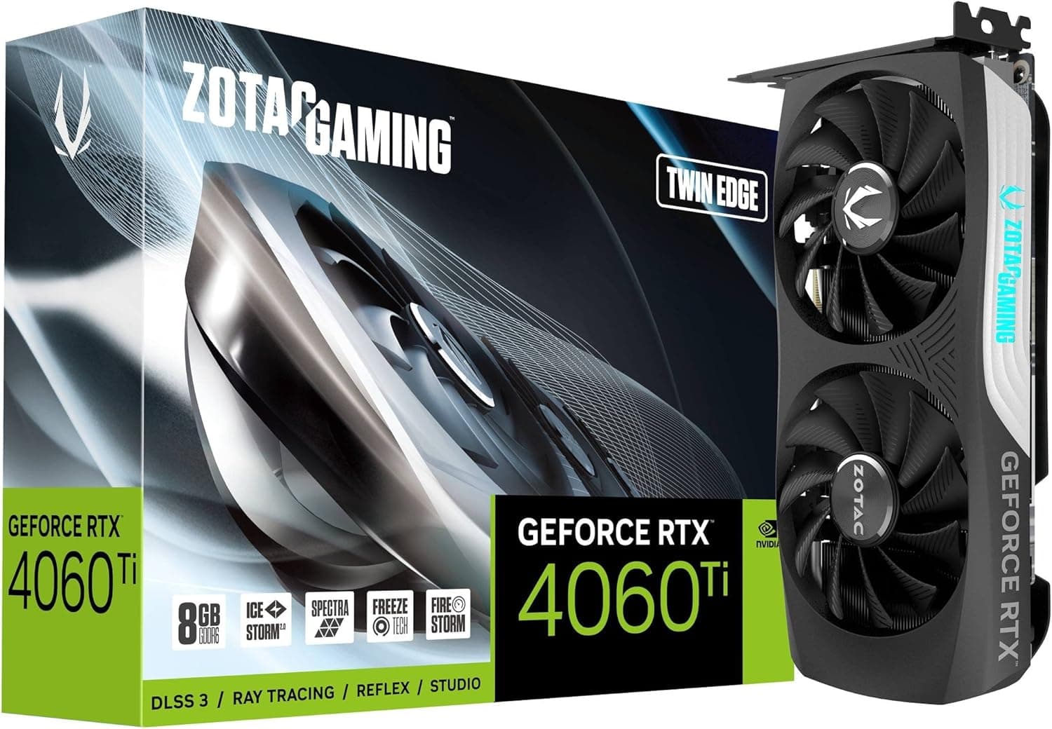 ZOTAC (ゾタック) Gaming GeForce RTX 4060 Ti 8GB Twin Edge DLSS 3 8GB GDDR6 128ビット 18Gbps PCIE 4.0 コンパクトゲーミンググラフィックスカード IceStorm 2.0 Advanced Cooling Spectra RGB照明