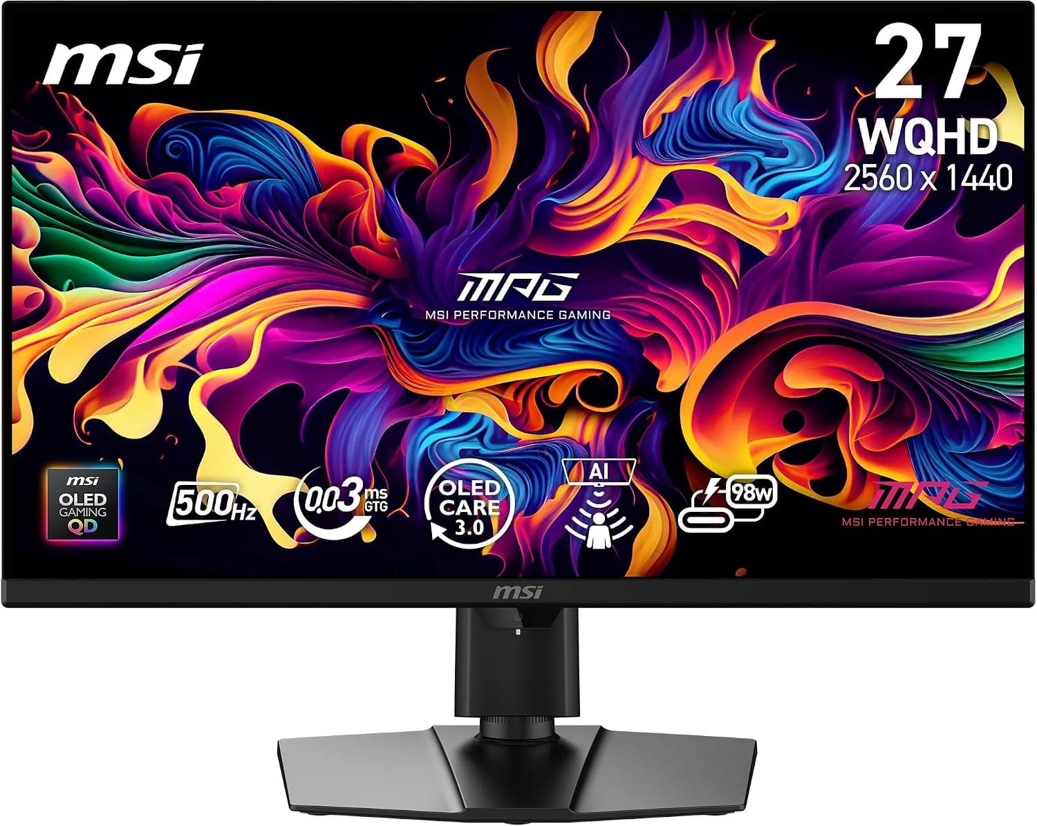 MSI MPG 271QR QD-OLED X50 27インチ WQHD ゲーミングスクリーン – Quantum Dot OLED 2560 x 1440 500Hz