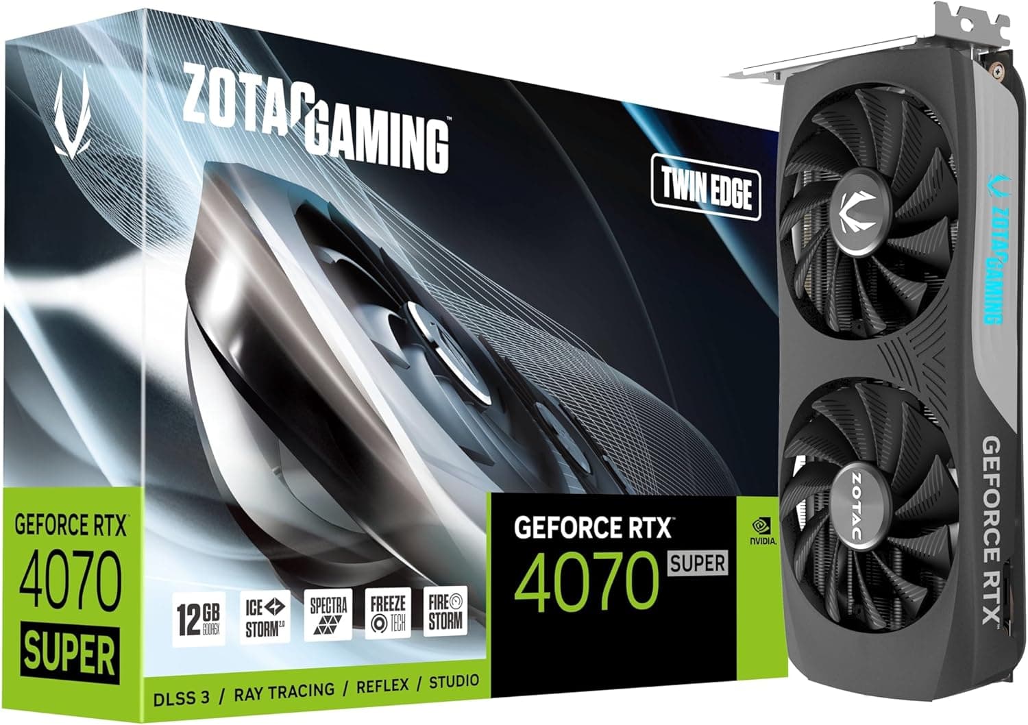 ZOTAC ゲーミングGeForce RTX 4070 Super Twin Edge DLSS 3 12GB GDDR6X 192ビット 21Gbps PCIE 4.0 コンパクトゲーミンググラフィックスカード