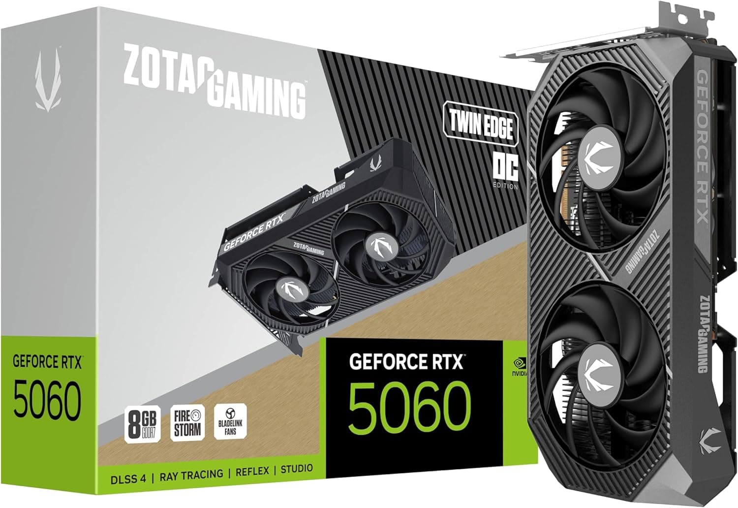 ZOTAC Gaming GeForce RTX 5060 Twin Edge OC DLSS 4 8GB GDDR7 128ビット 28Gbps PCIE 5.0 ゲーミンググラフィックスカード SFF-Readyコンパクトカード ZT-B50600H-10A。