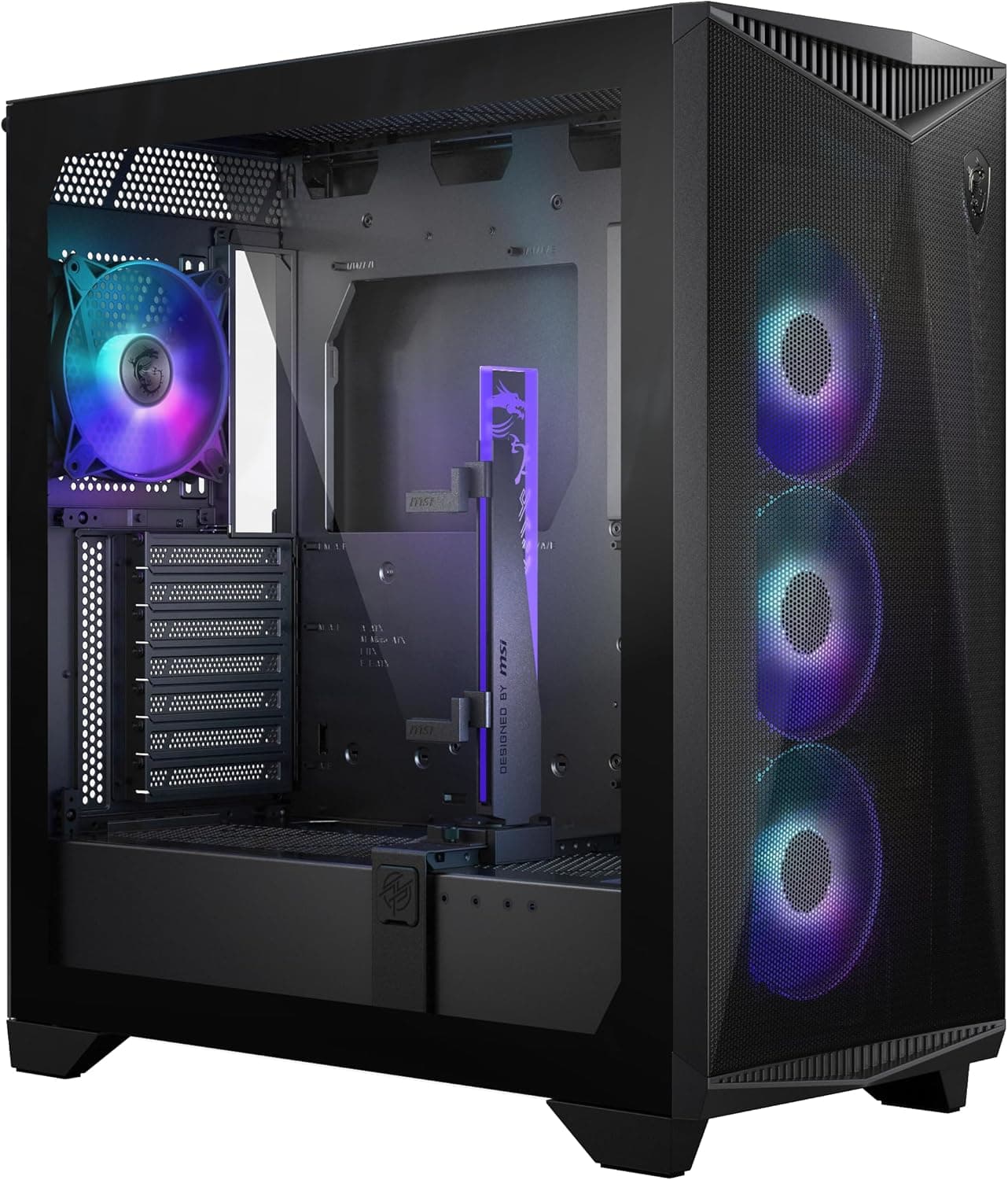 MSI MPG GUNGNIR 300R エアフロー - プレミアムミッドタワーゲーミングPCケース - 強化ガラスサイドパネル - ARGB 120mmファン - 最大360mmラジエーターまでの液体冷却サポート - 通気フロントパネル