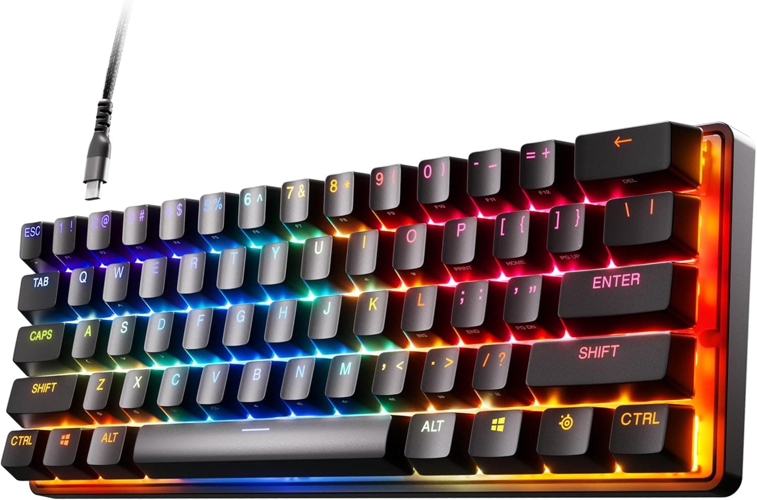 SteelSeries Apex Pro Mini Mechanical Gaming Keyboard – World’s Fastest Keyboard – Adjustable Actuation – Compact 60% Form Factor – RGB – PBT Keycaps – USB-C