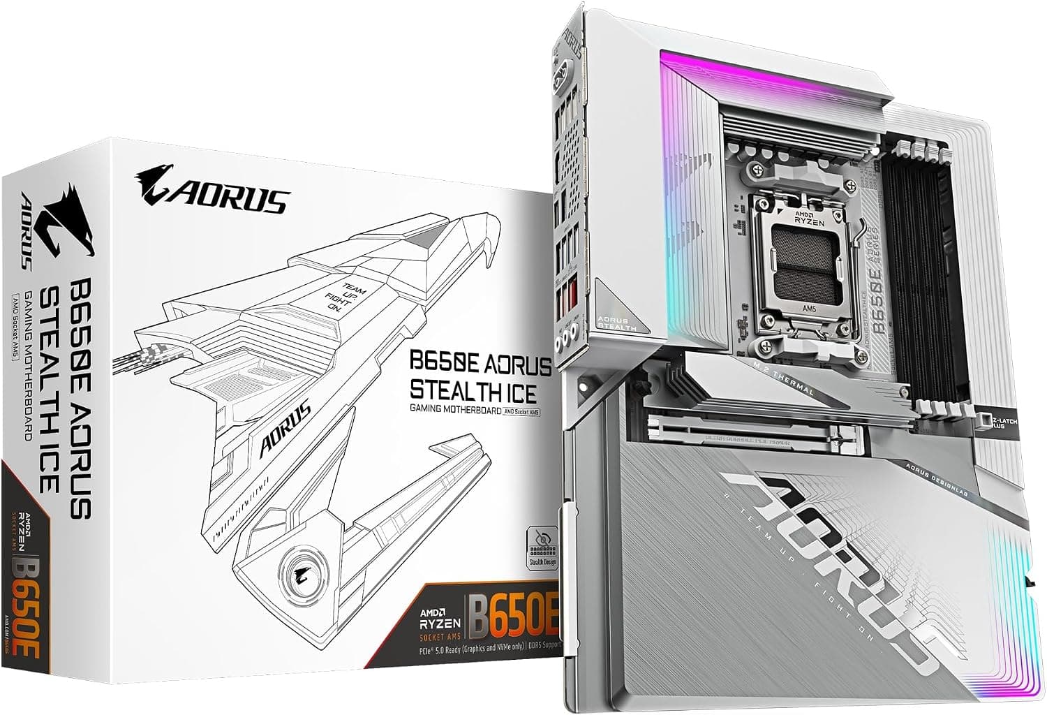 GIGABYTE B650E AORUS STEALTH ICE 背面コネクタ・ホワイト基板採用 AMD Ryzen 9000