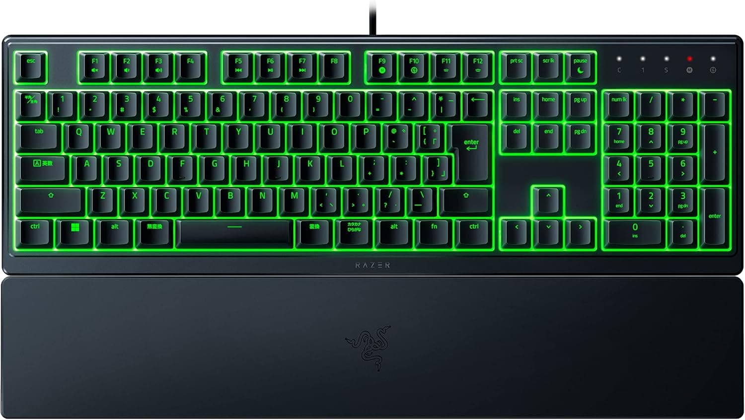 Razer レイザー Ornata V3 X JP ゲーミングキーボード有線薄型静音メンブレンスイッチ耐摩耗性と耐傷性を向上したUV コートABSキーキャップシングルゾーン Chroma RGB 耐久性と耐水性に設計エルゴノミックリストレスト付属日本語配列オルナタブイスリー エックス【日本正規代理店