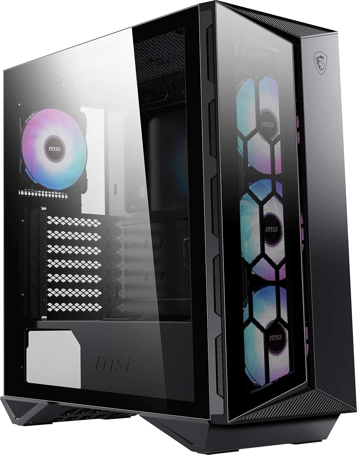 MSI MPG GUNGNIR 110R - プレミアムミッドタワーゲーミングPCケース - 強化ガラス製サイドパネル - ARGB 120mmファン4個 - 最大360mmのラジエーターまでの液体冷却サポート - ツートーンデザイン