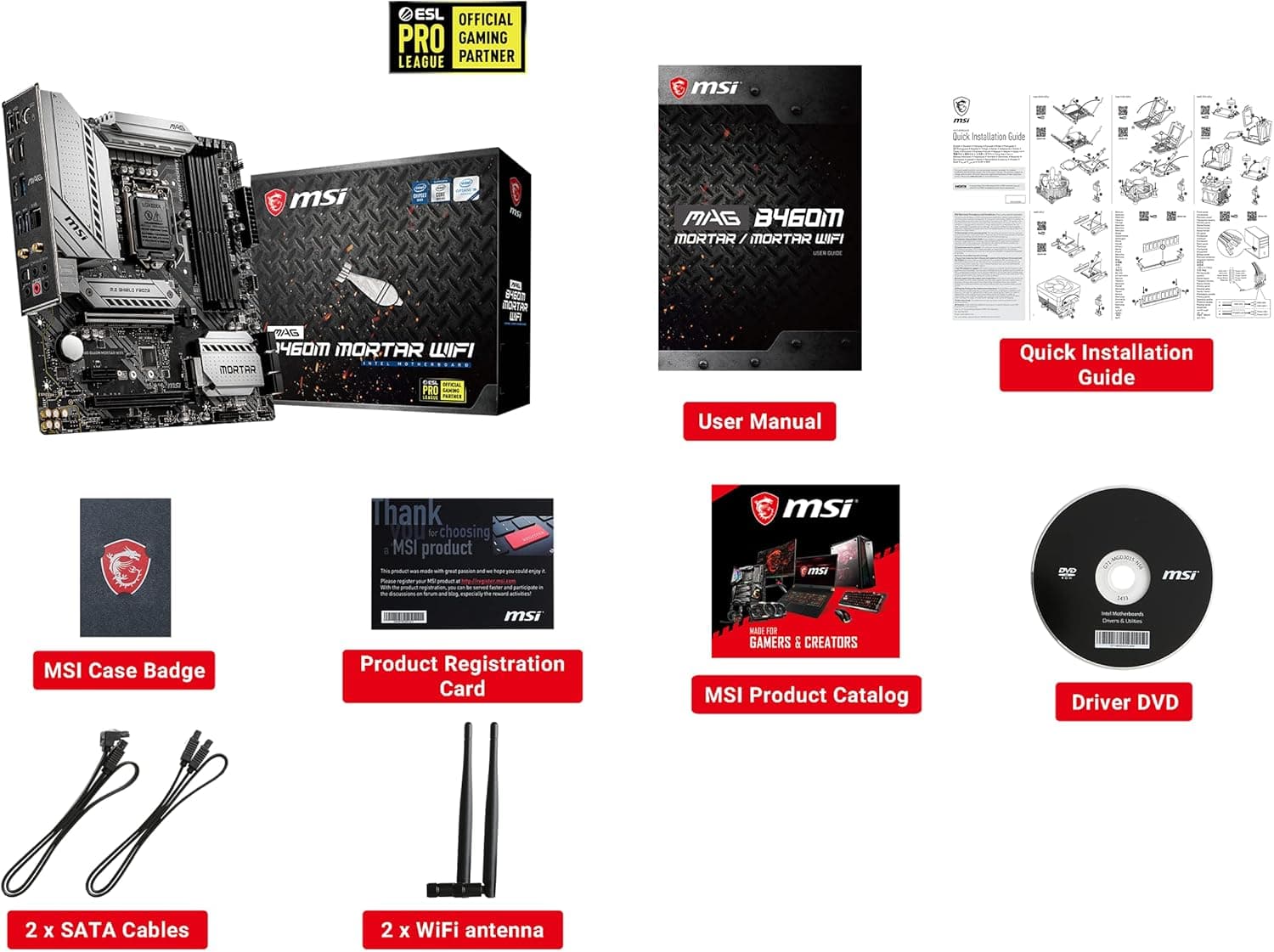 MSI MAG Mortar Intel B460 LGA 1200 Micro ATX DDR4-SDRAM マザーボード