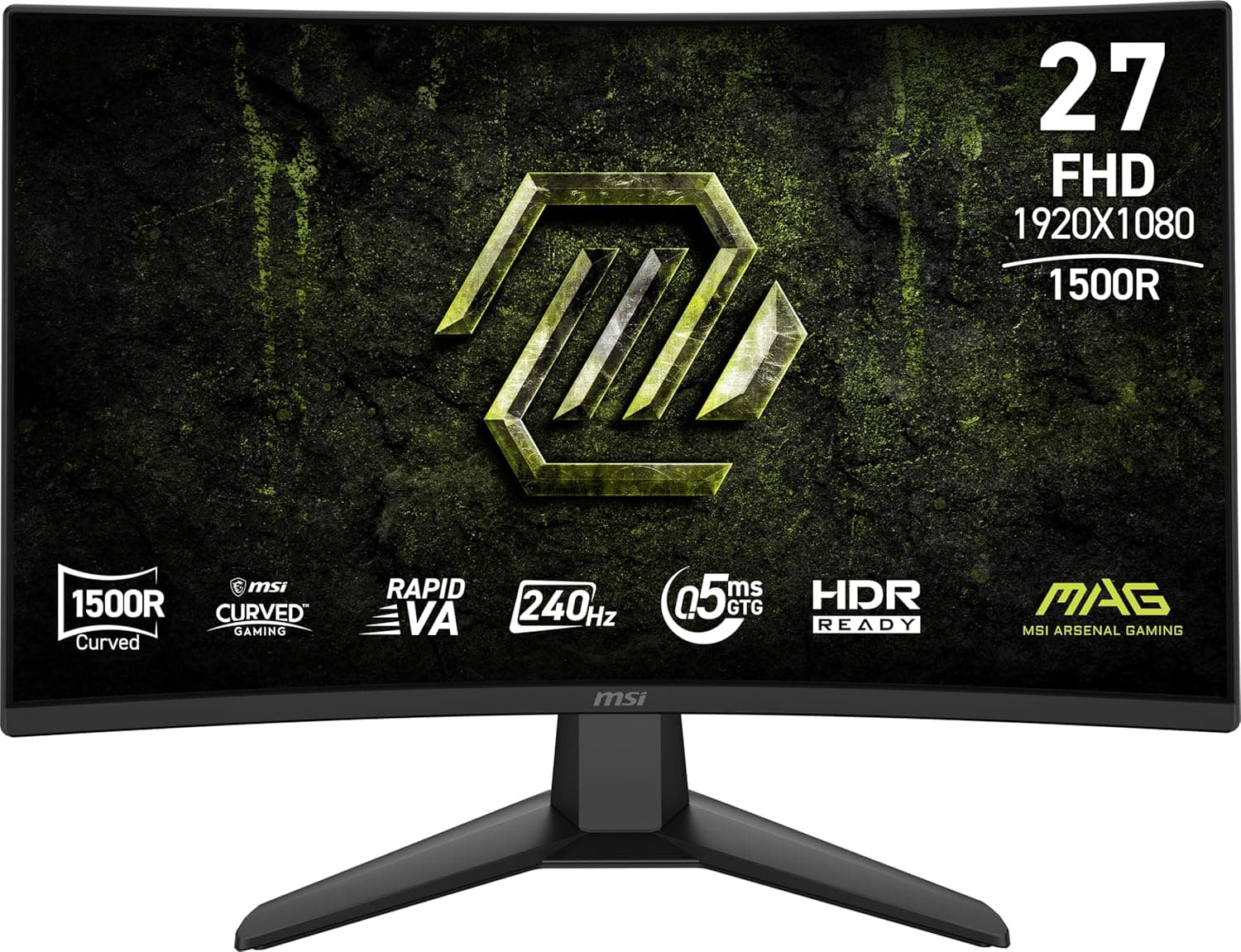 MSI MAG 274CF X24 27インチ 1920 x 1080 (FHD) ゲーミングモニター 240Hz AMD Adaptive-Sync HDR対応 HDMI VGAポート VESAマウント可能チルト 4面スリムベゼル 0.5ms ブラック