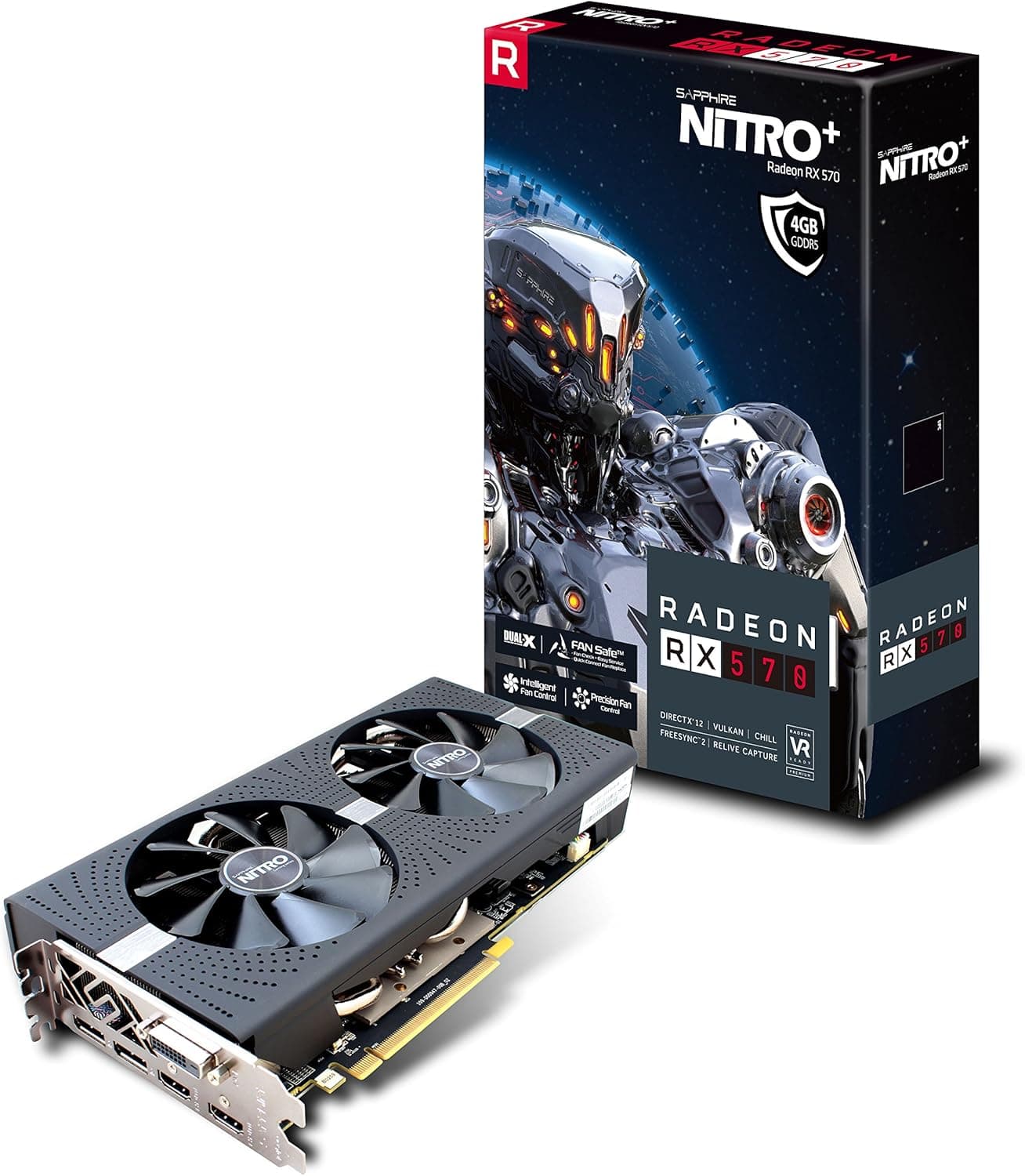 Sapphire 11266-14-20G Radeon NITRO+ RX 570 4GB GDDR5 DUAL HDMI DVI-D DUAL DP バックプレート付き UEFI PCI-E グラフィックカード