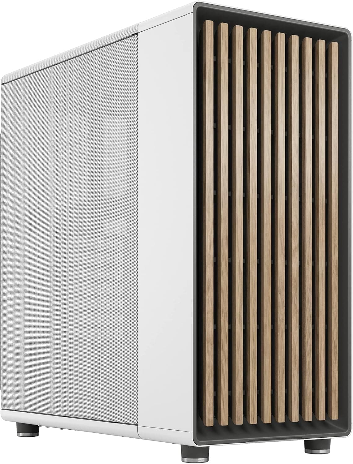 Fractal Design North Chalk White - ウッドオークフロント - メッシュサイドパネル - 140mmアスペクトPWMファン2個付属 - 直感的なインテリアレイアウトデザイン - ATX ミッドタワーPCゲームケース。