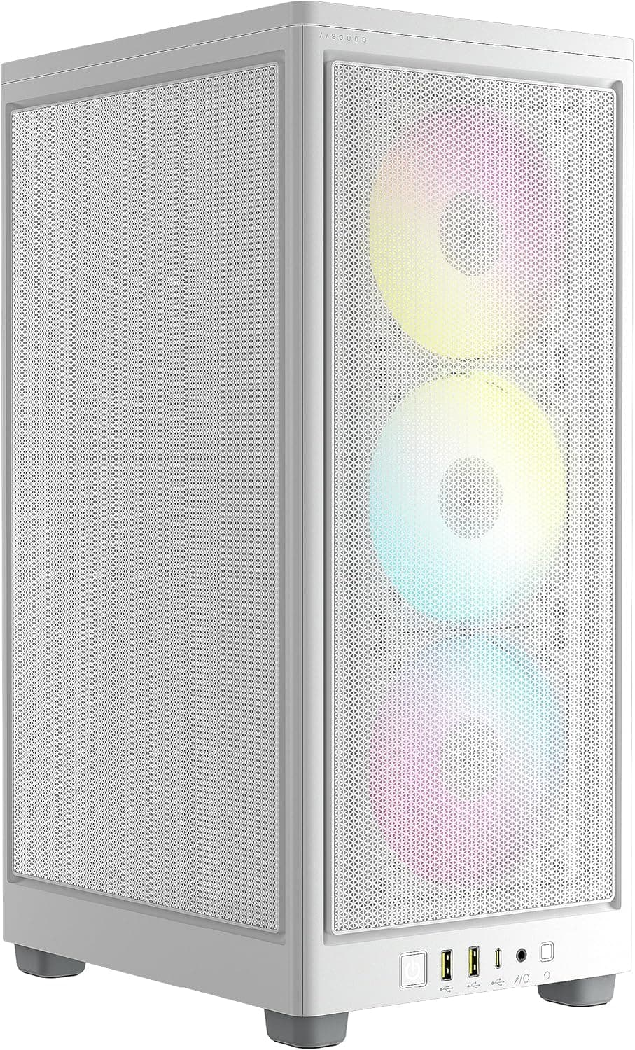 CORSAIR iCUE 2000D RGB AIRFLOW Mini ミニ -ITX エアフロー PC ケース [ホワイト]Mini-ITX フォームファクタ - スチールメッシュパネル小型PCケース【CORSAIR AF120 RGB SLIM ファン 3 基