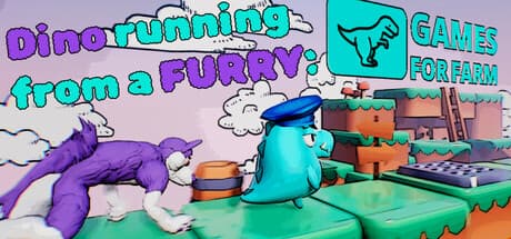 Dino running from a FURRY: GAMESFORFARM — Escape the Furry Frenzy!